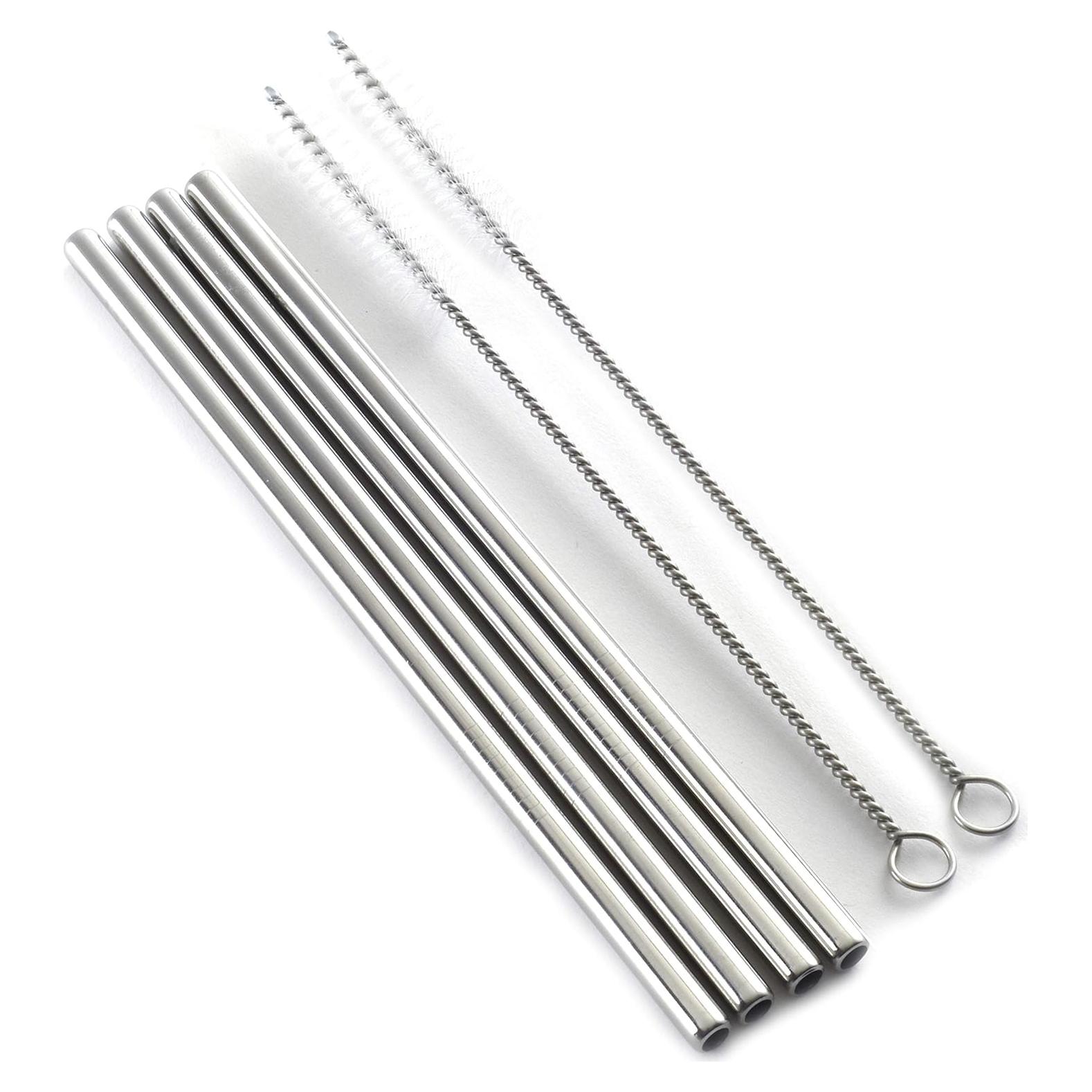 Set de 4 Popotes de Acero Inoxidable Norpro con 2 Cepillos