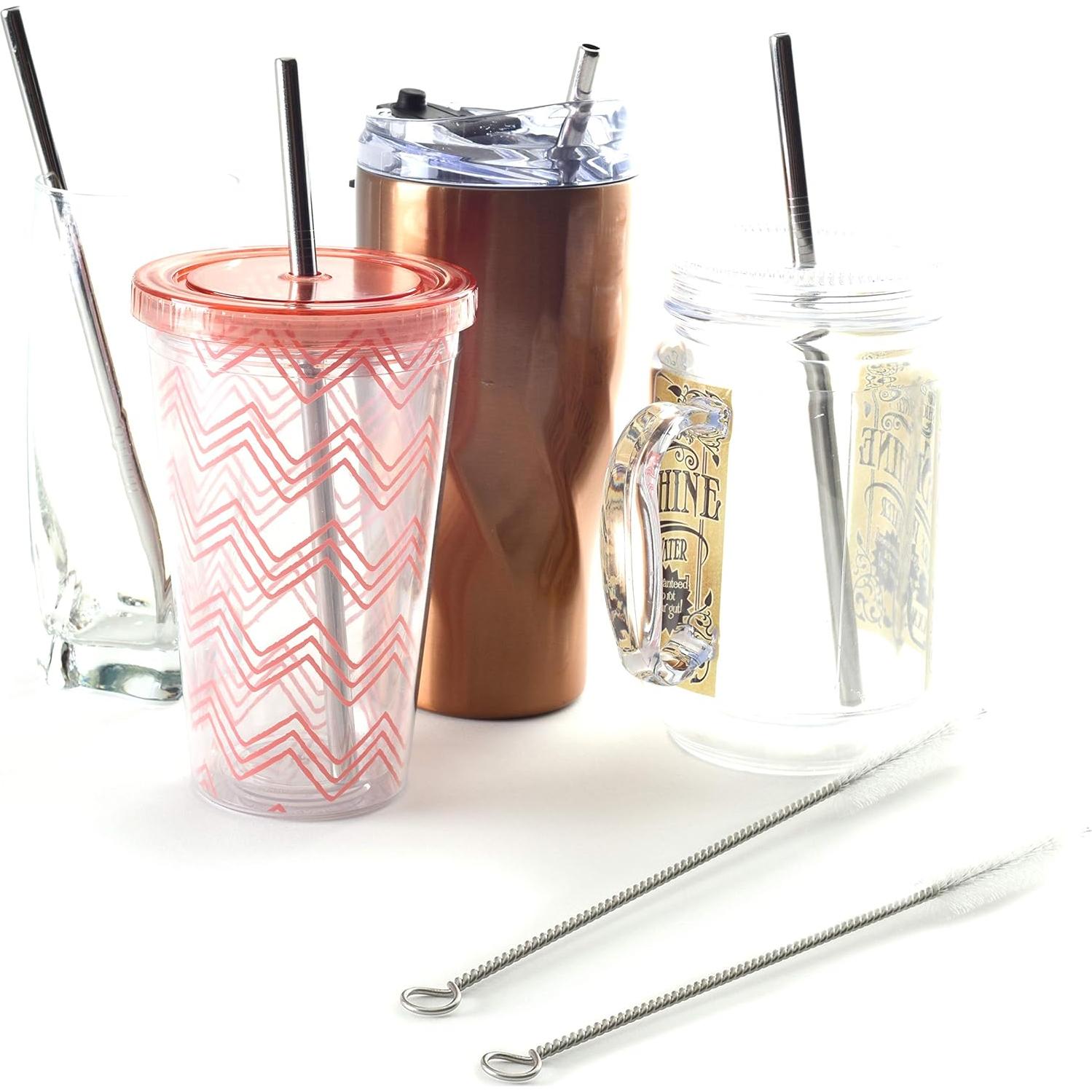 Set de 4 Popotes de Acero Inoxidable Norpro con 2 Cepillos