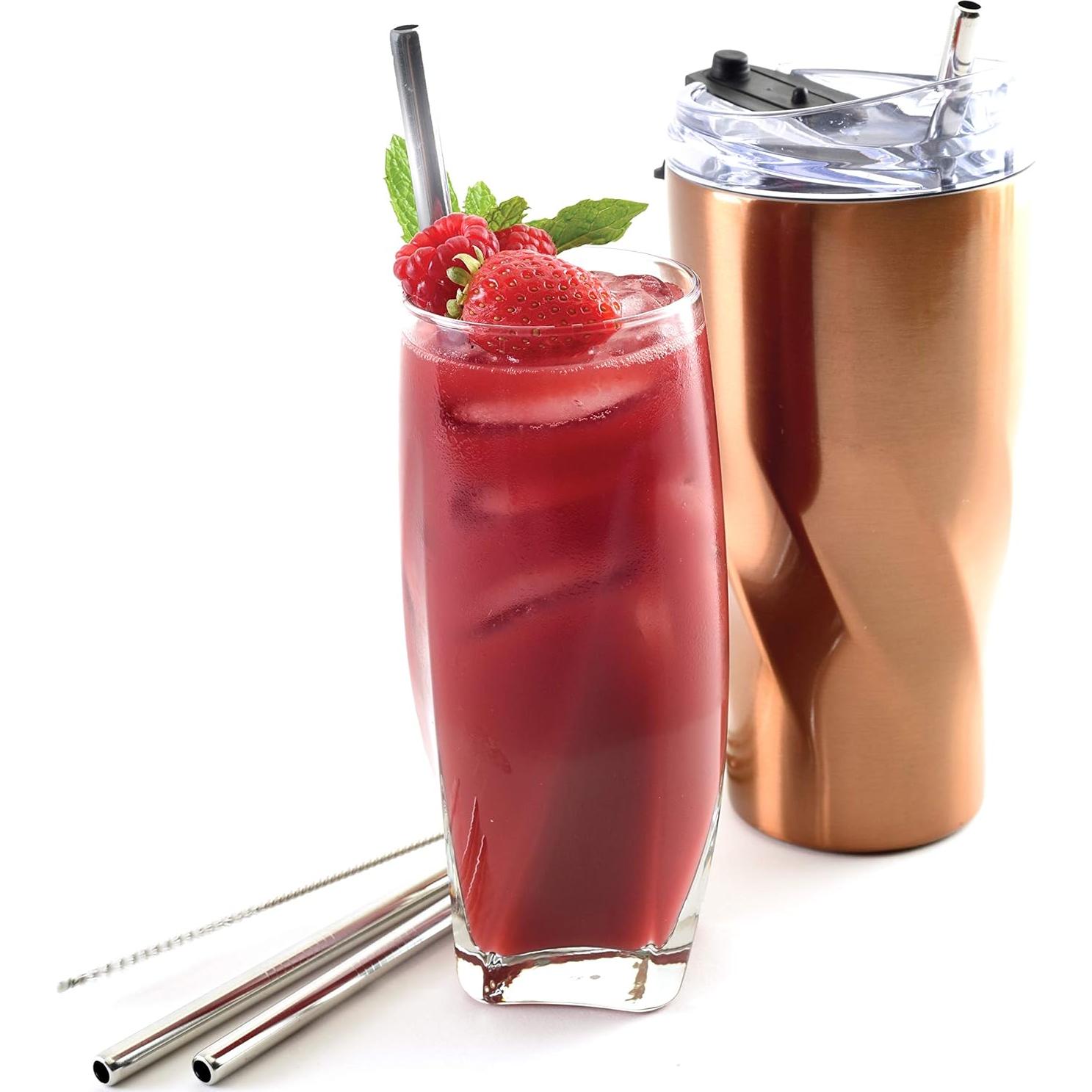 Set de 4 Popotes de Acero Inoxidable Norpro con 2 Cepillos