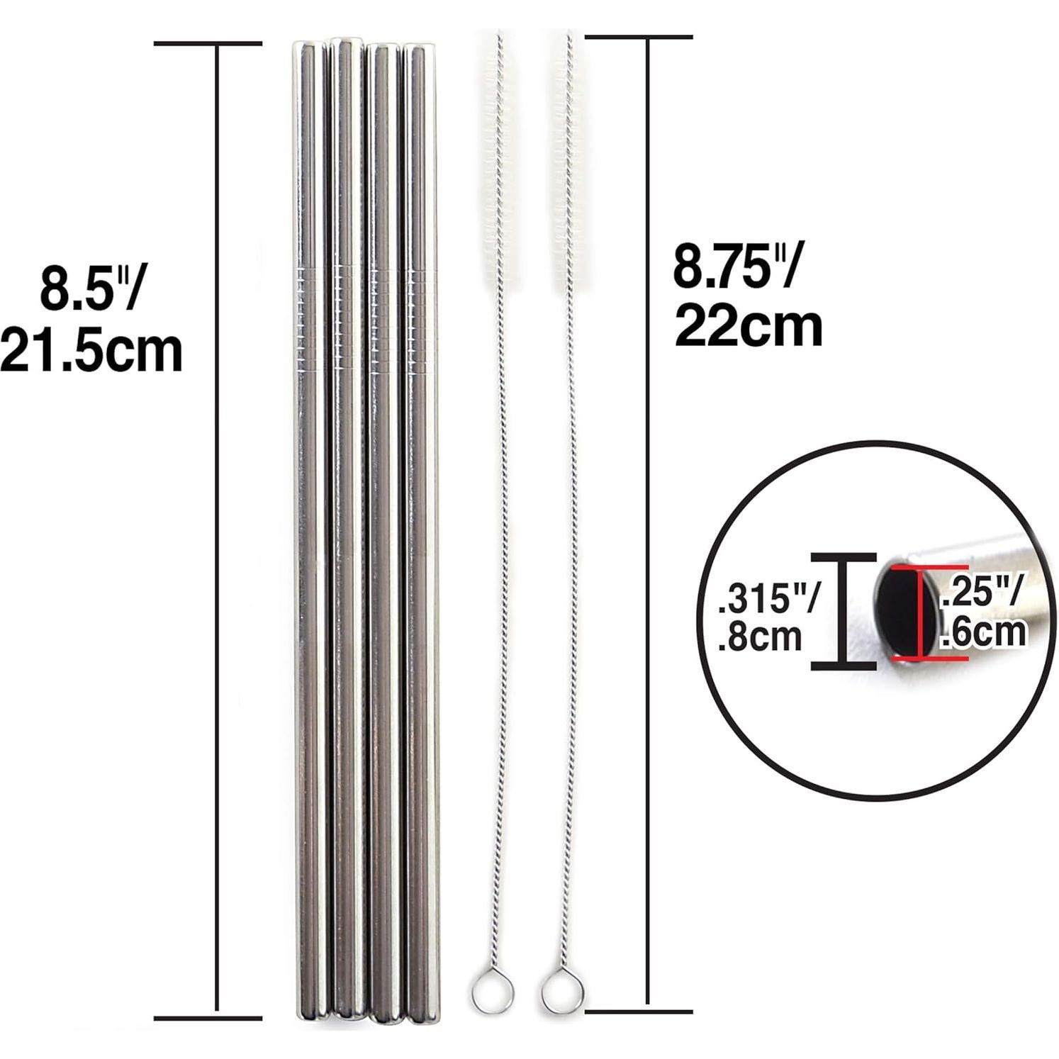 Set de 4 Popotes de Acero Inoxidable Norpro con 2 Cepillos