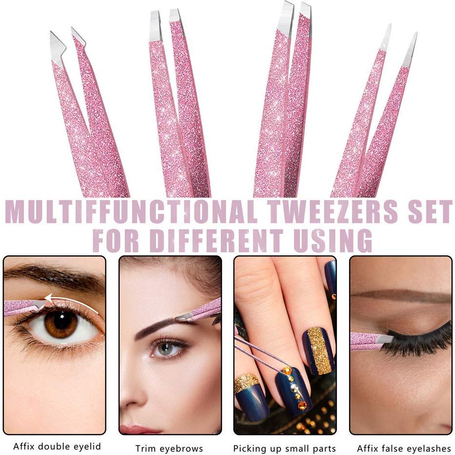 Juego de Pinzas de Precisión Amytor 4 Piezas Acero Inoxidable