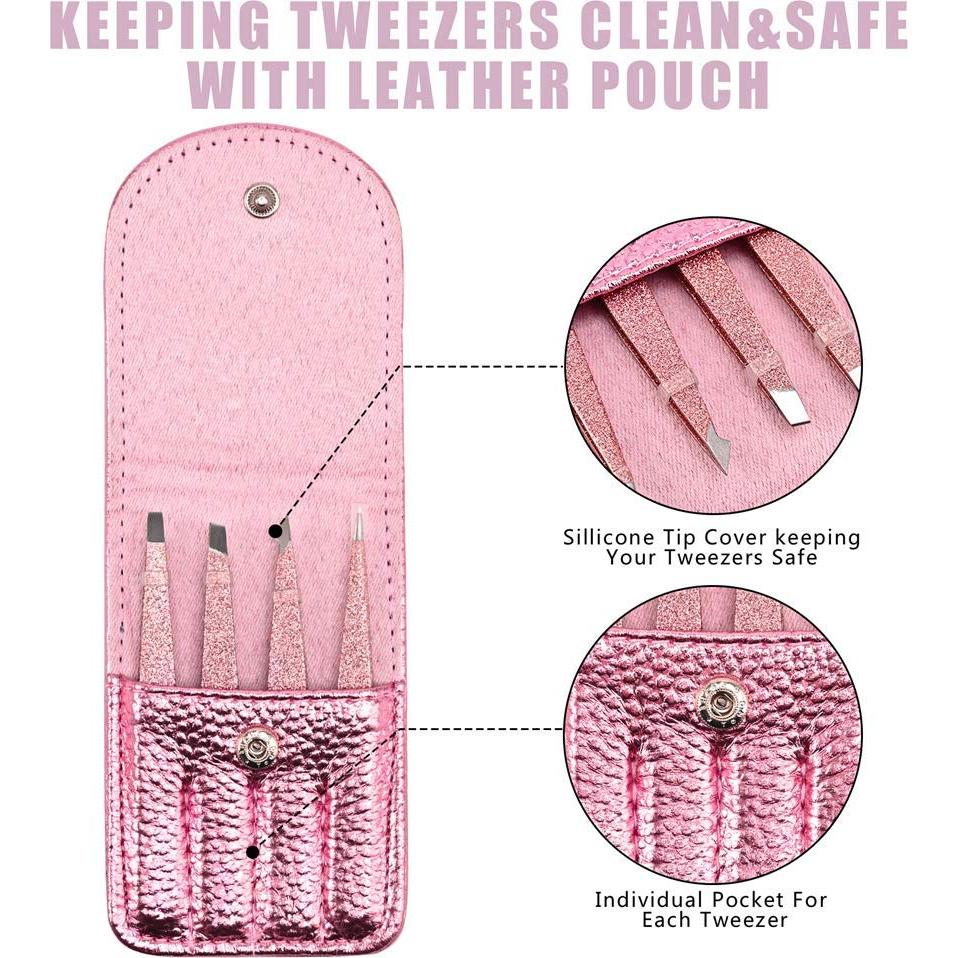 Juego de Pinzas de Precisión Amytor 4 Piezas Acero Inoxidable