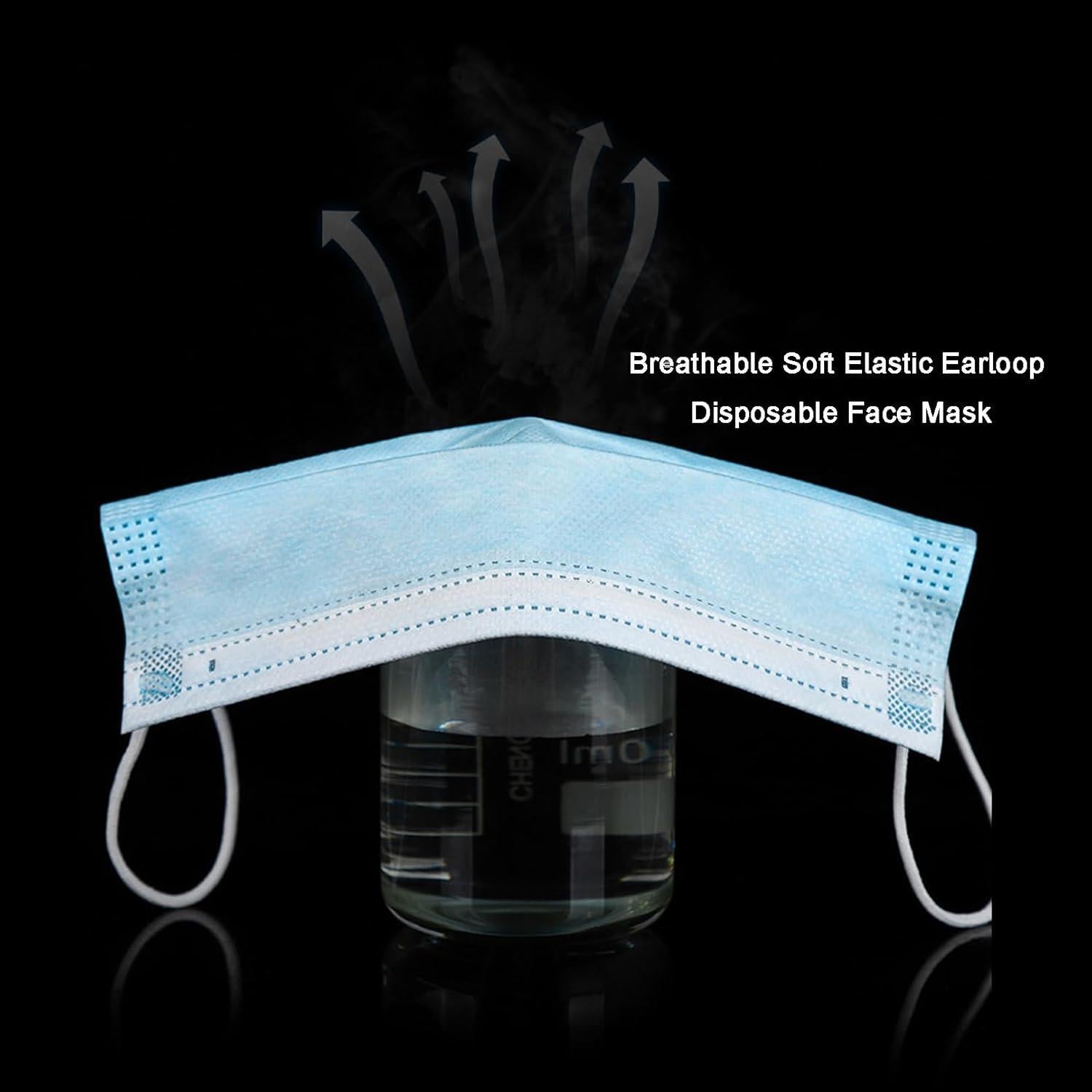 Mascarillas Desechables 3 Capas Azul Earloops 100 Pcs