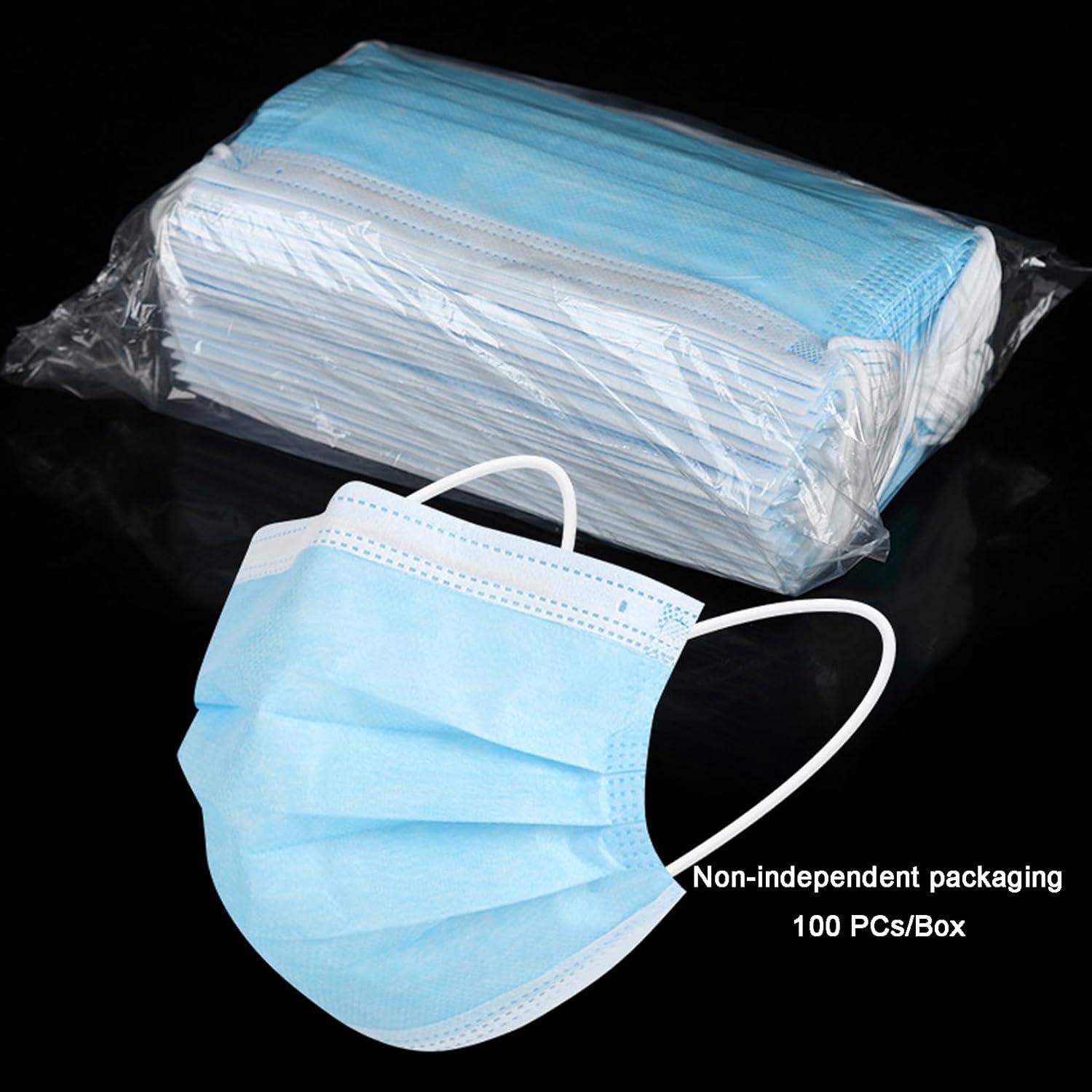 Mascarillas Desechables 3 Capas Azul Earloops 100 Pcs