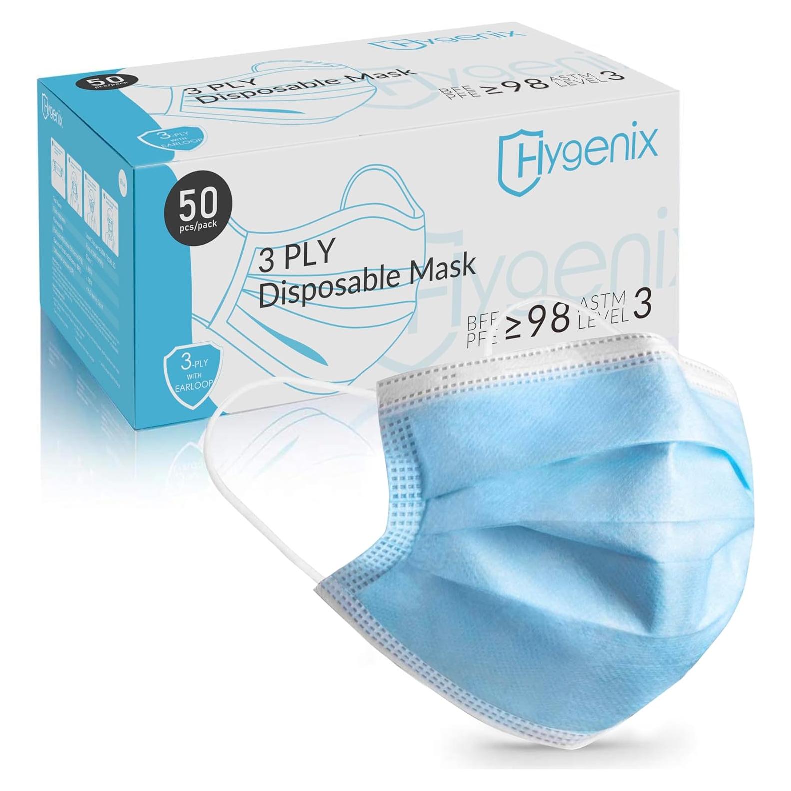 Mascarillas Desechables Hygenix Nivel 3 - 50 Pcs Filtración 98%