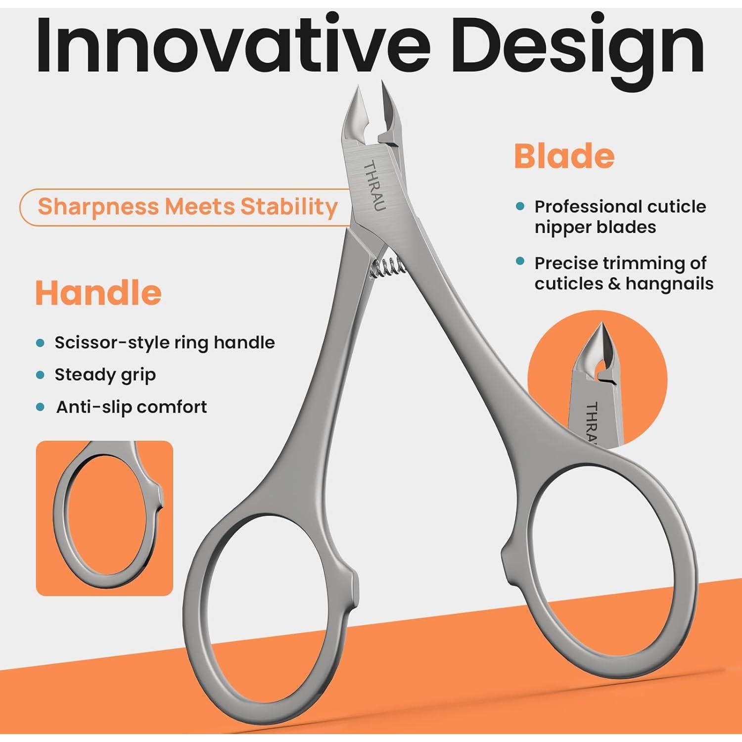 Cortador de Cutículas THRAU Mango Redondo Acero Inoxidable