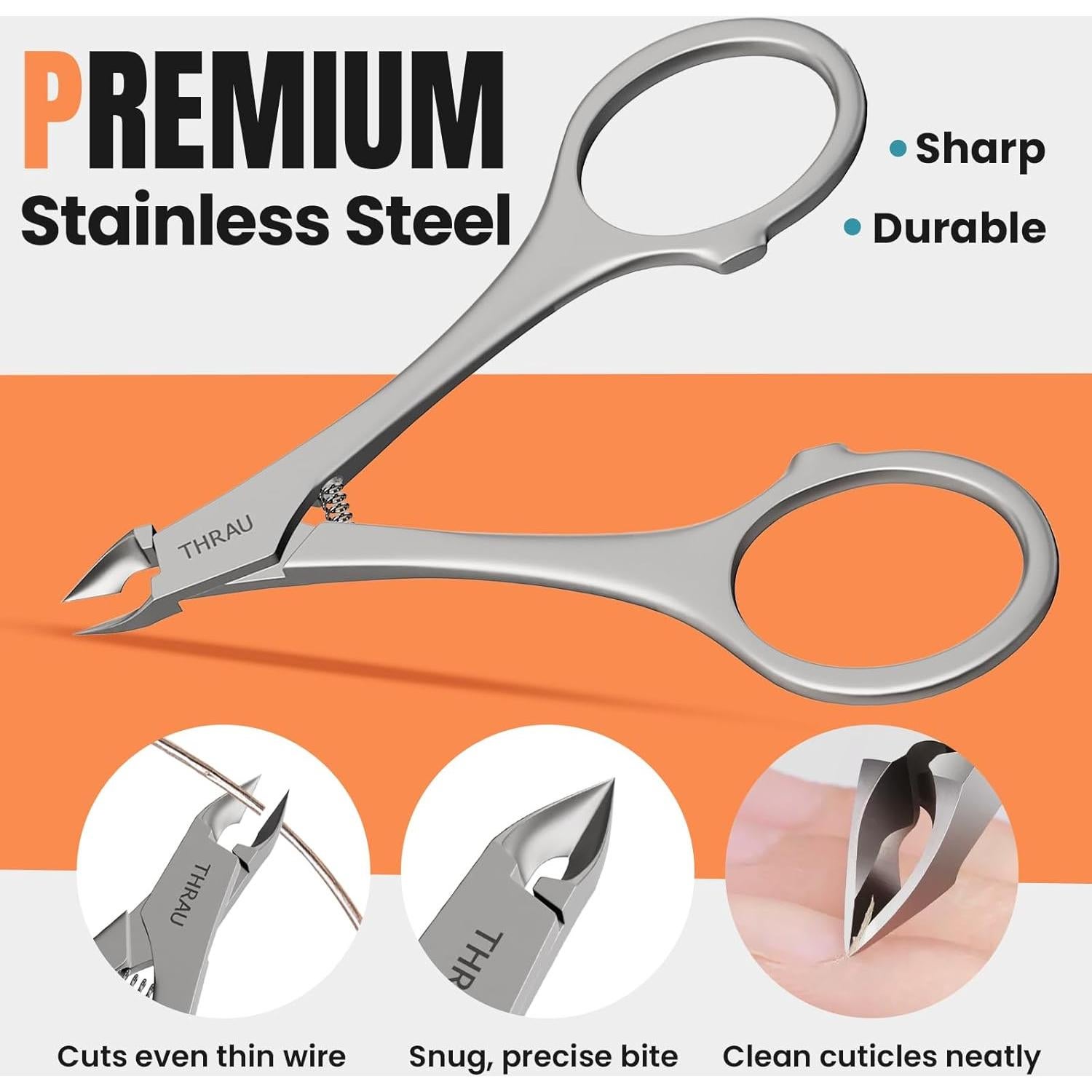 Cortador de Cutículas THRAU Mango Redondo Acero Inoxidable