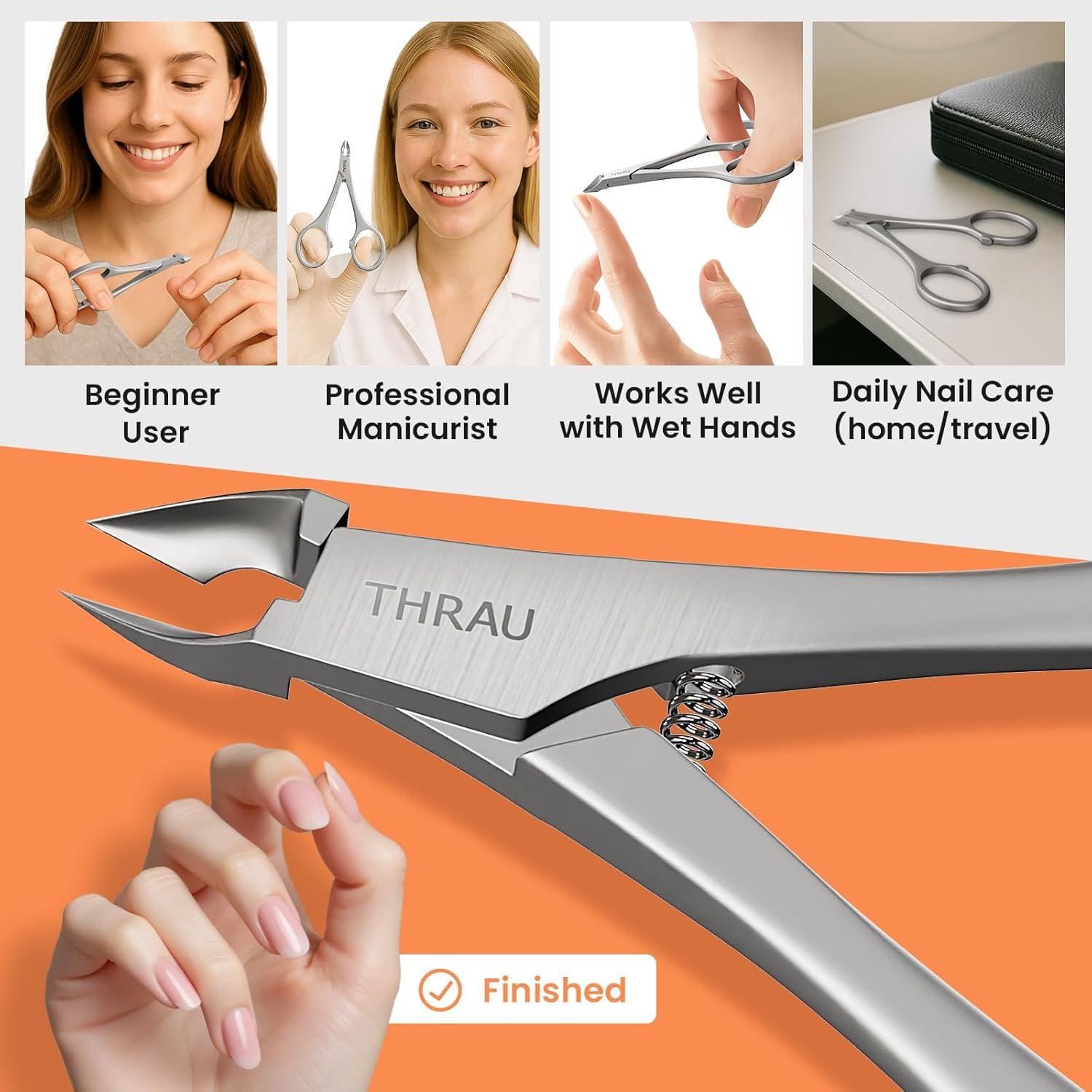 Cortador de Cutículas THRAU Mango Redondo Acero Inoxidable