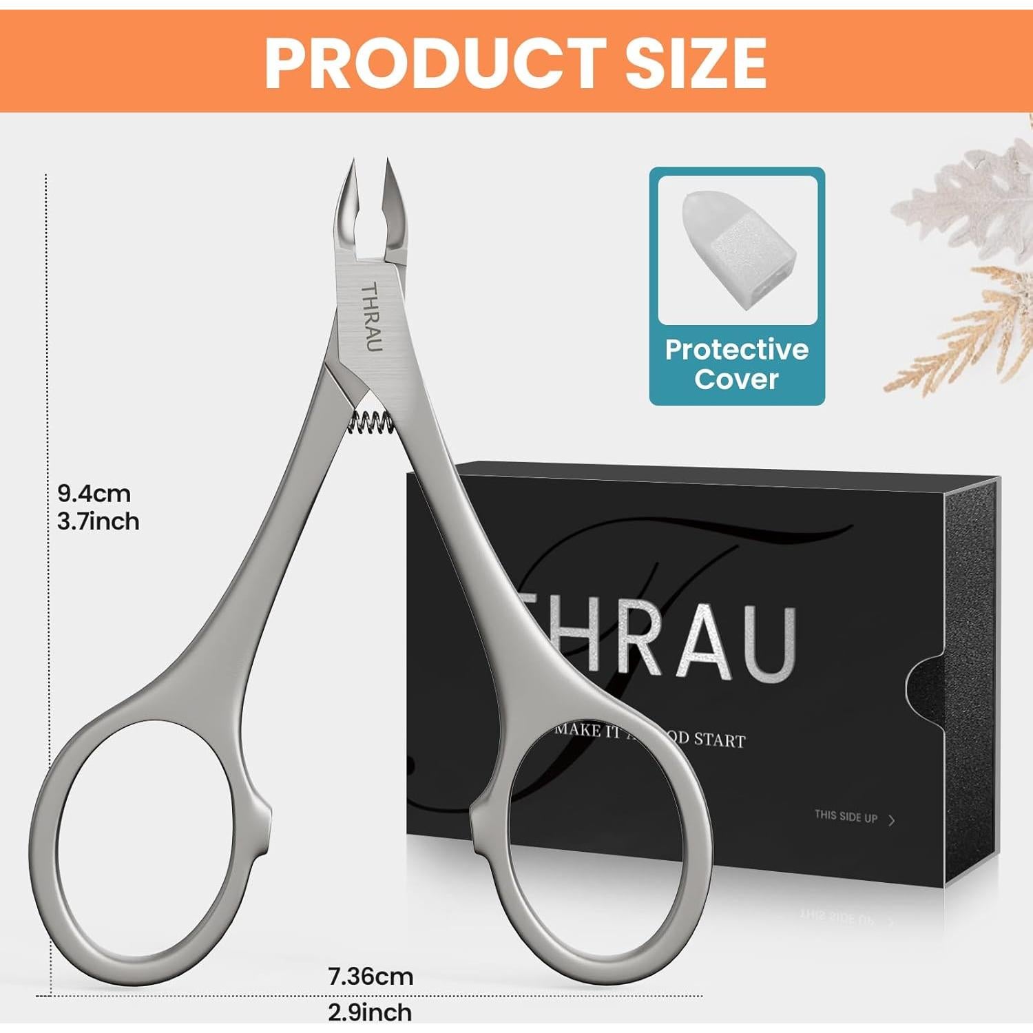 Cortador de Cutículas THRAU Mango Redondo Acero Inoxidable