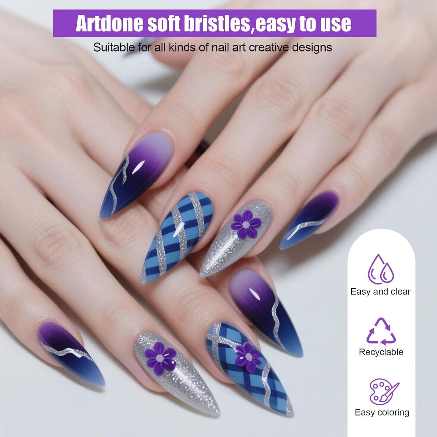 Set de 10 Pinceles para Arte de Uñas Artdone - Detalles Finos