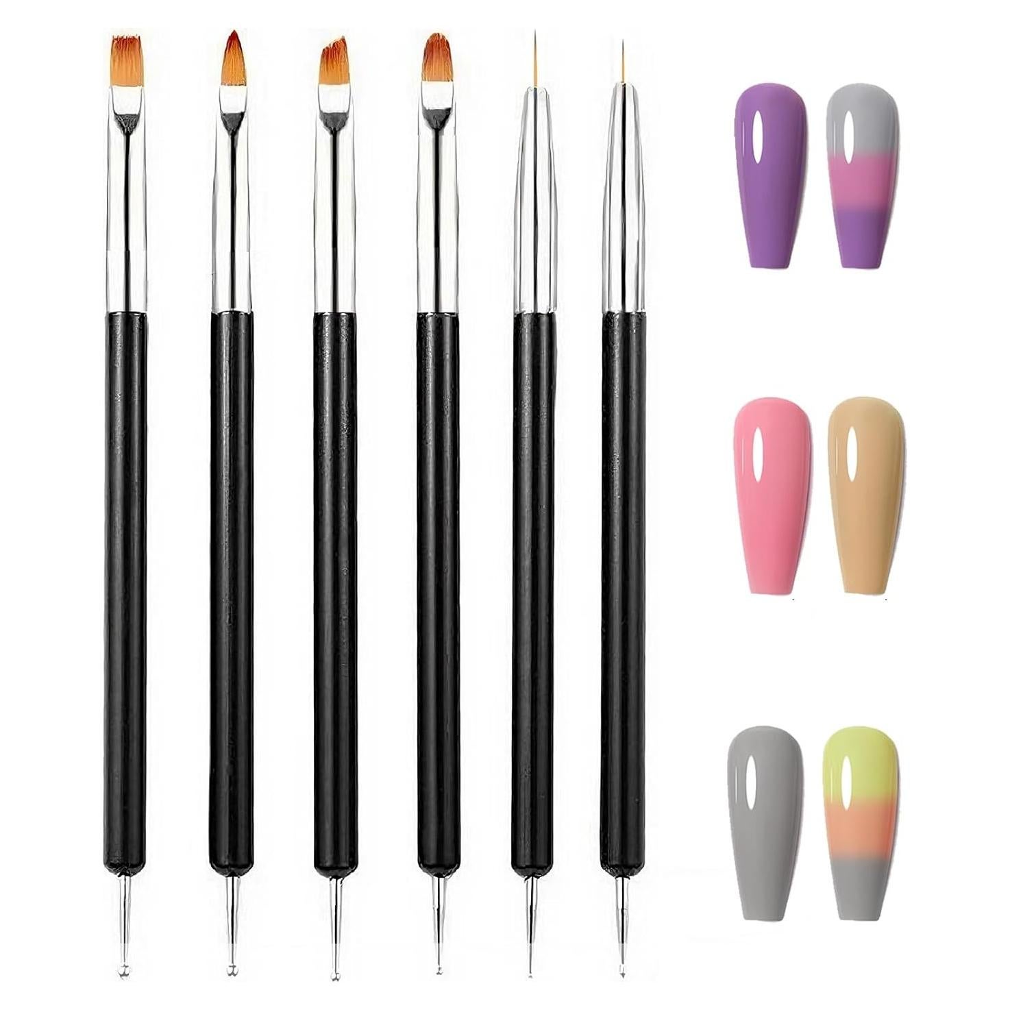 Kit de Pinceles de Arte de Uñas FULINJOY 6PCS Doble Extremo