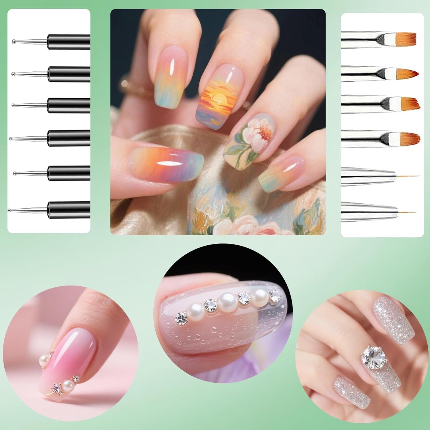 Kit de Pinceles de Arte de Uñas FULINJOY 6PCS Doble Extremo