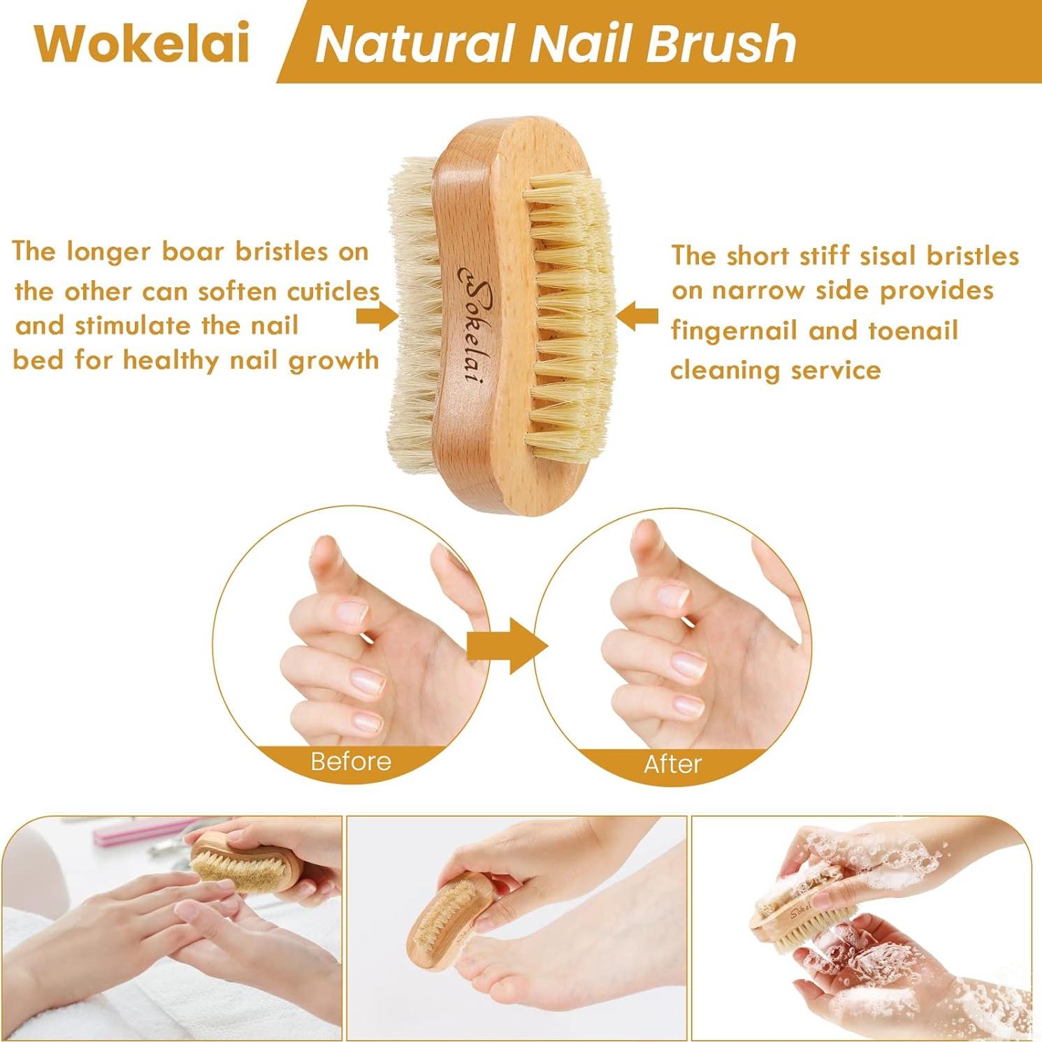 Cepillo de Uñas de Madera Natural Wokelai - 2 Piezas