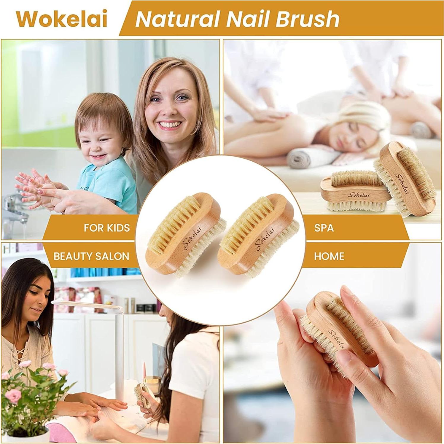 Cepillo de Uñas de Madera Natural Wokelai - 2 Piezas