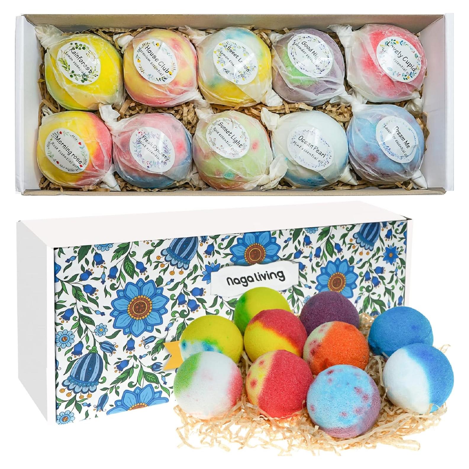 Juego de 10 Bombas de Baño Aromáticas Naga - Hidratantes