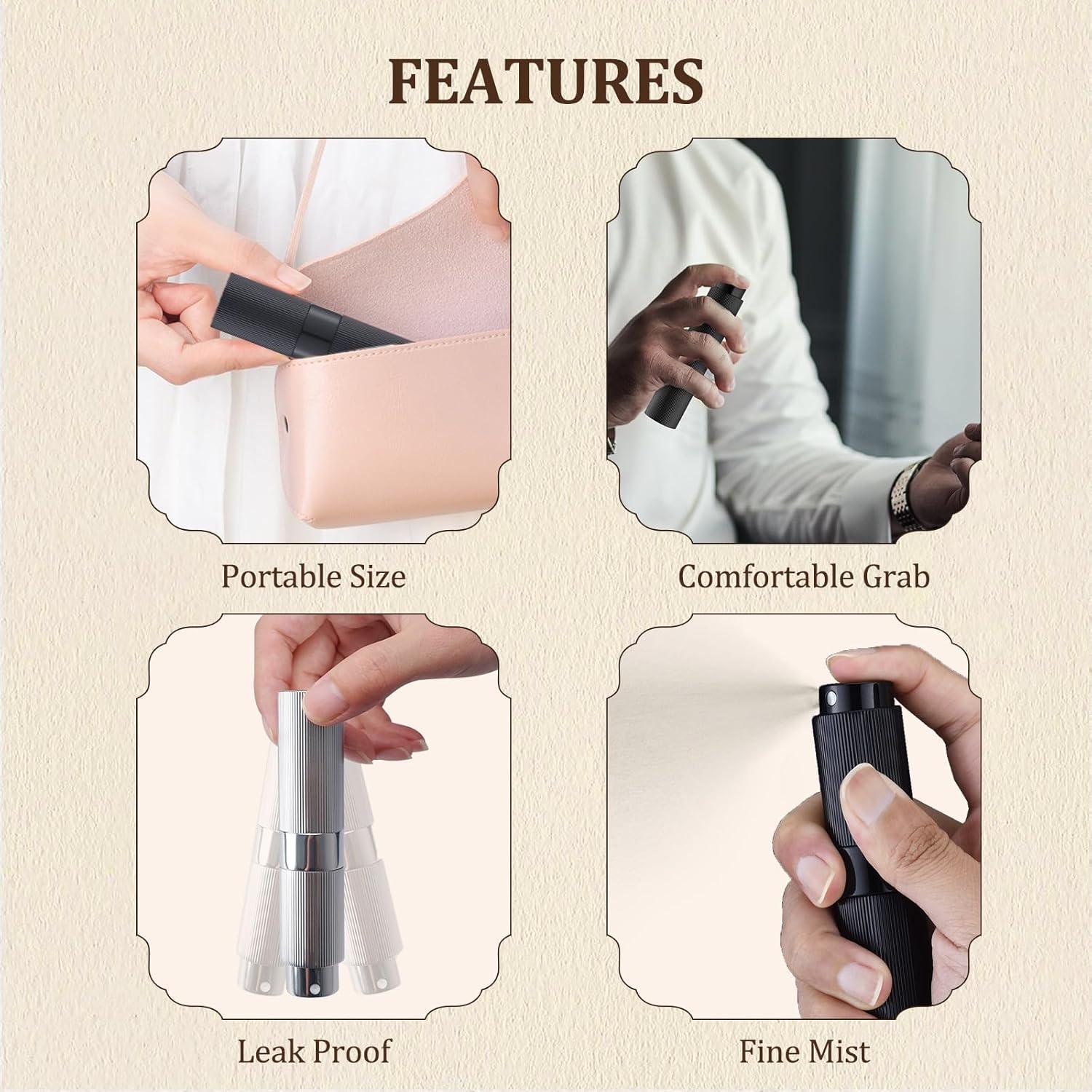 Botella de Perfume de Viaje Rellenable LISAPACK 8ml - Spray Portátil