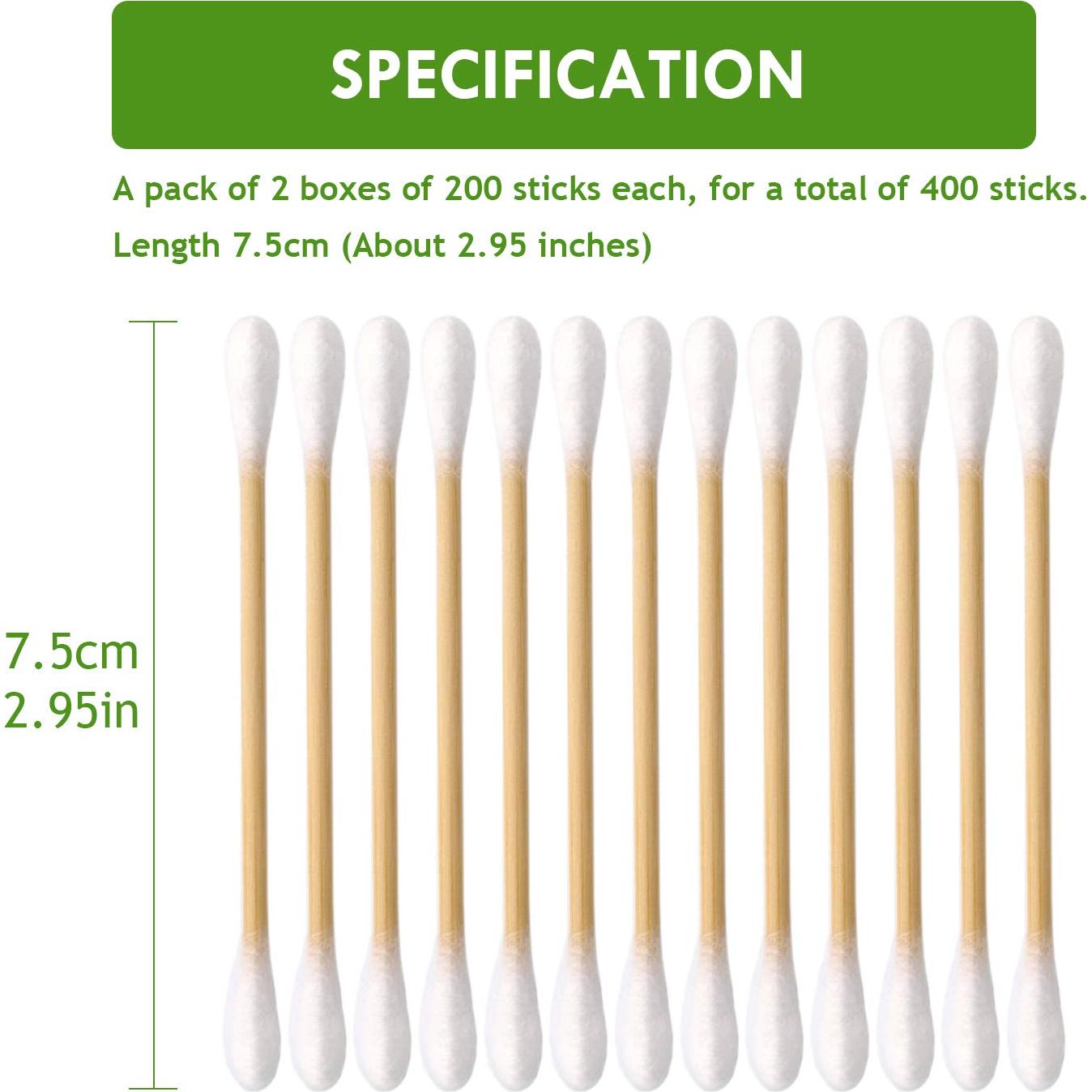 Hisopos de Algodón Premium Cibutyful 400 Unidades 7.6 cm