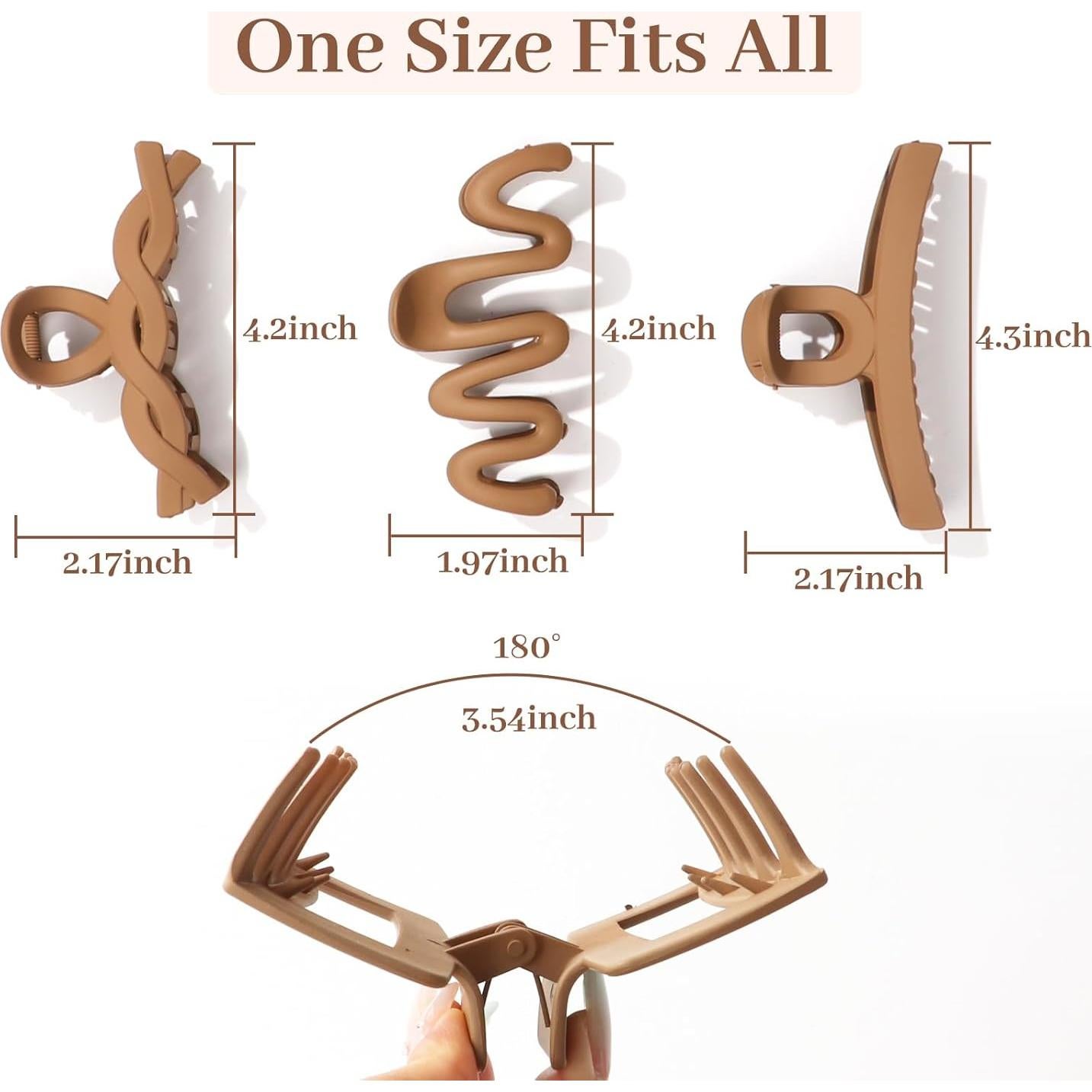 Pinzas de Pelo Grandes AuroTrends 8PCS Antideslizantes Beige Caqui