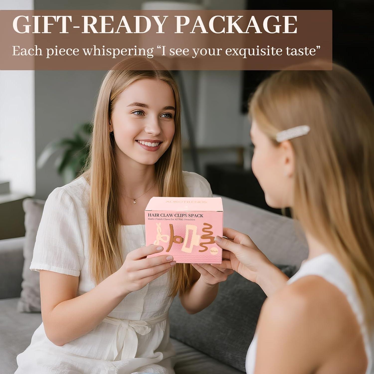 Pinzas de Pelo Grandes AuroTrends 8PCS Antideslizantes Beige Caqui