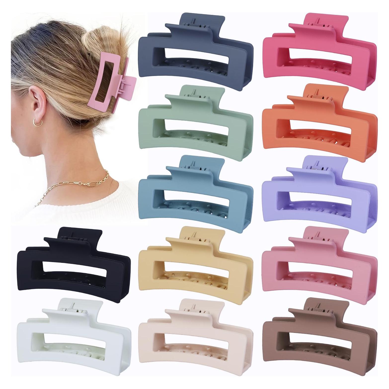 12 Clips para el Cabello Medianos Sisiaipu - Coloridos 8.9 cm