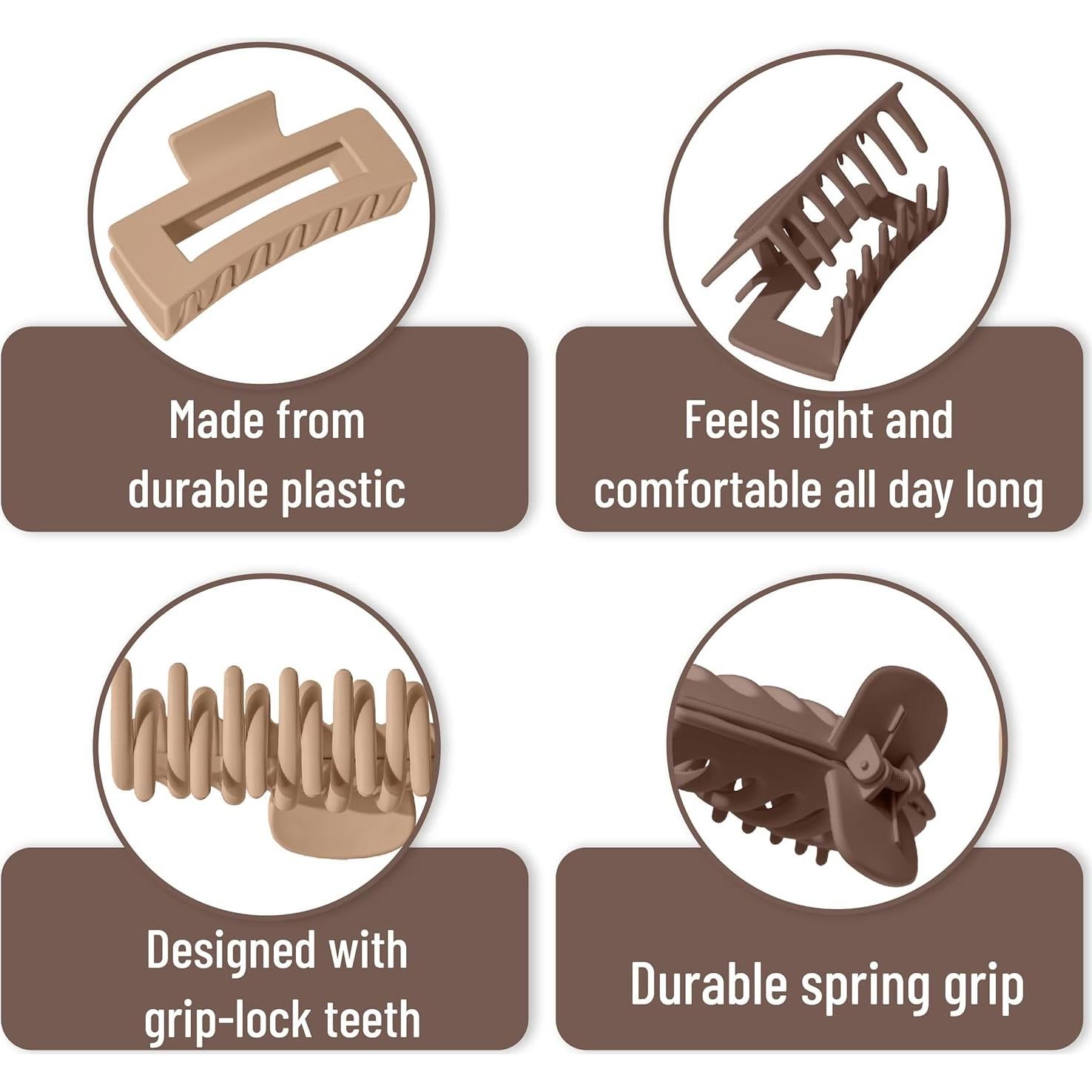 Clips de Cabello Grandes Ms. Pen - Paquete de 8, 10.9 cm