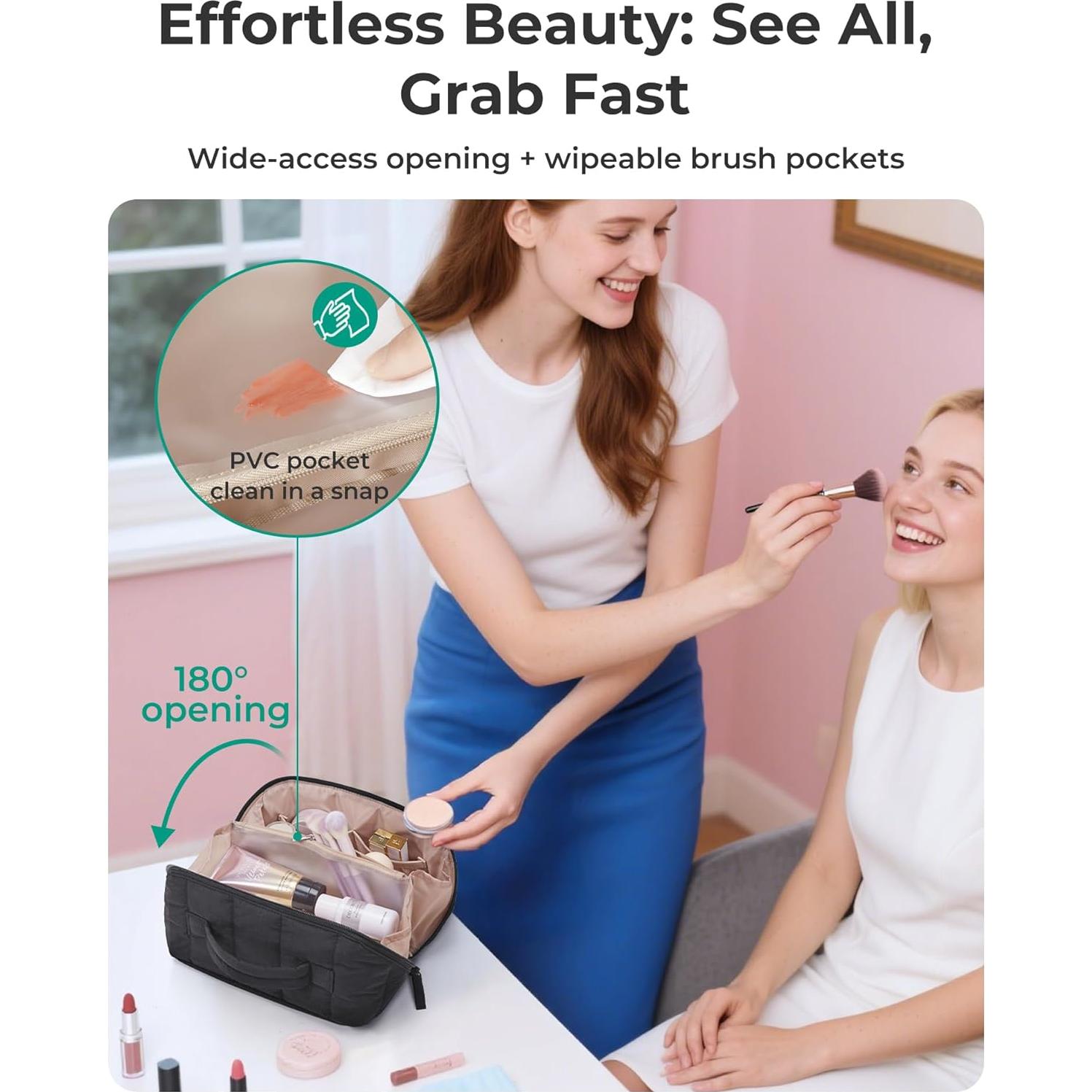 Bolsa de Maquillaje Acolchada BAGSMART Negra 24.89x12.99cm