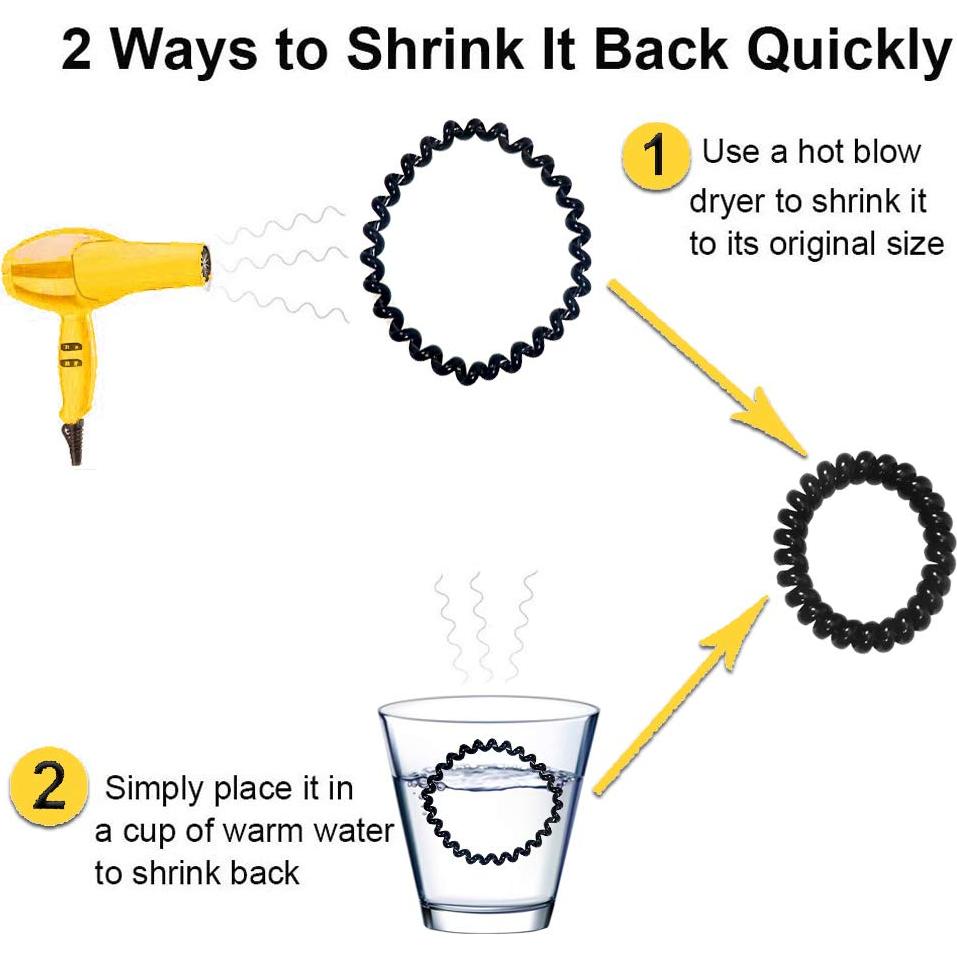 12 Tiras de Cabello Espirales Negras TUUXI - 3 Tamaños