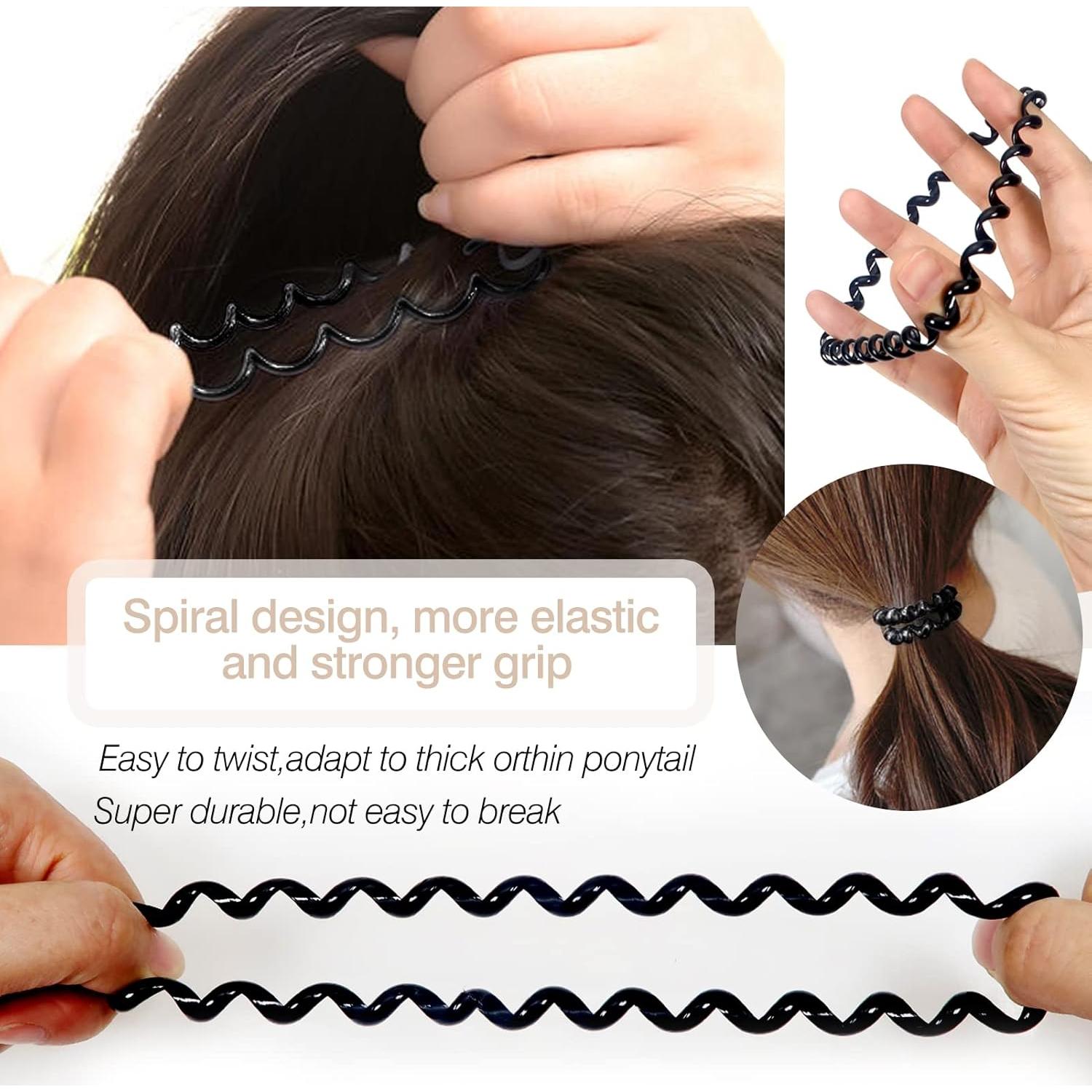 12 Tiras de Cabello Espirales Negras TUUXI - 3 Tamaños