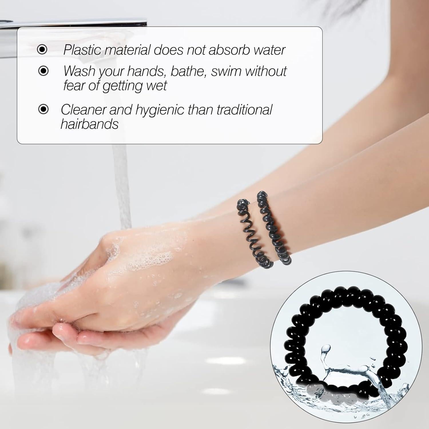 12 Tiras de Cabello Espirales Negras TUUXI - 3 Tamaños