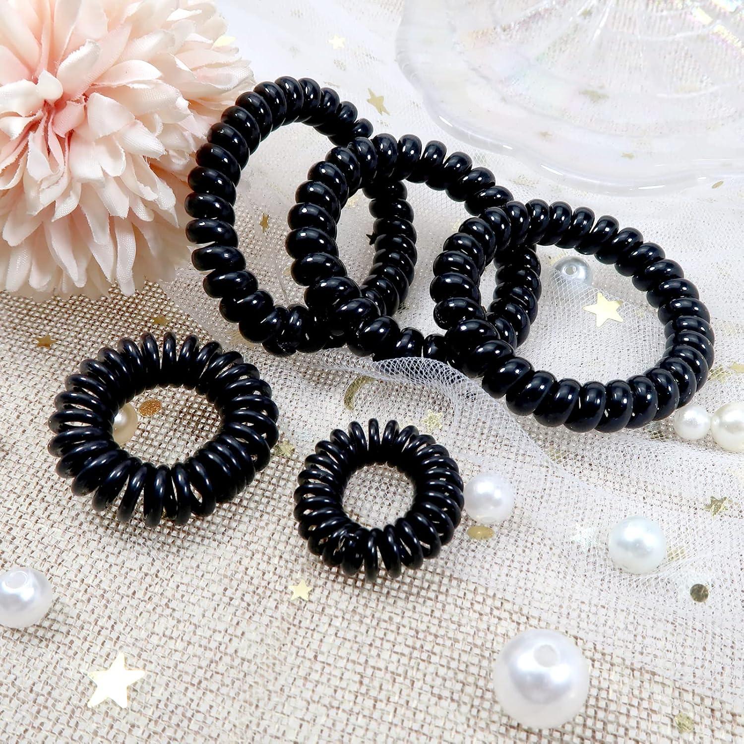 12 Tiras de Cabello Espirales Negras TUUXI - 3 Tamaños