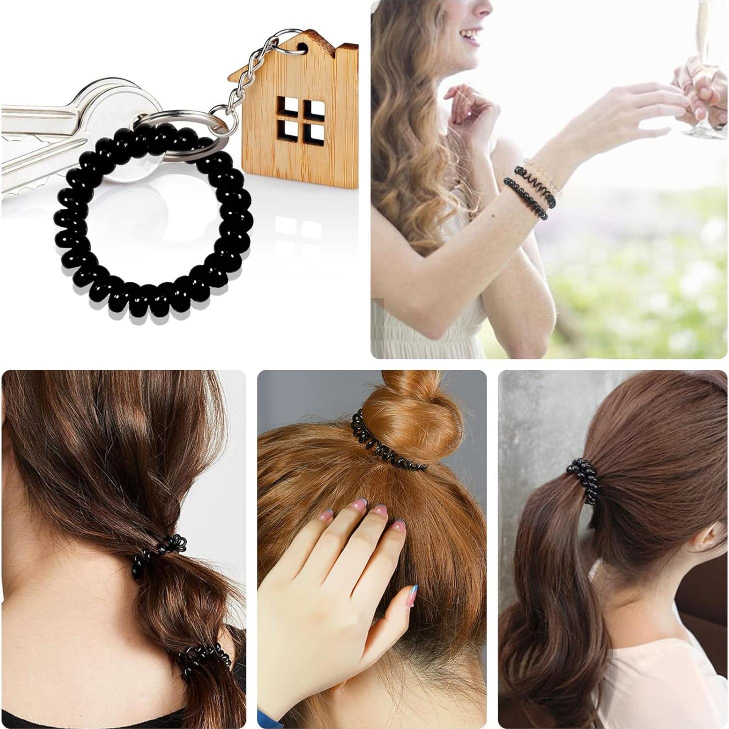 12 Tiras de Cabello Espirales Negras TUUXI - 3 Tamaños