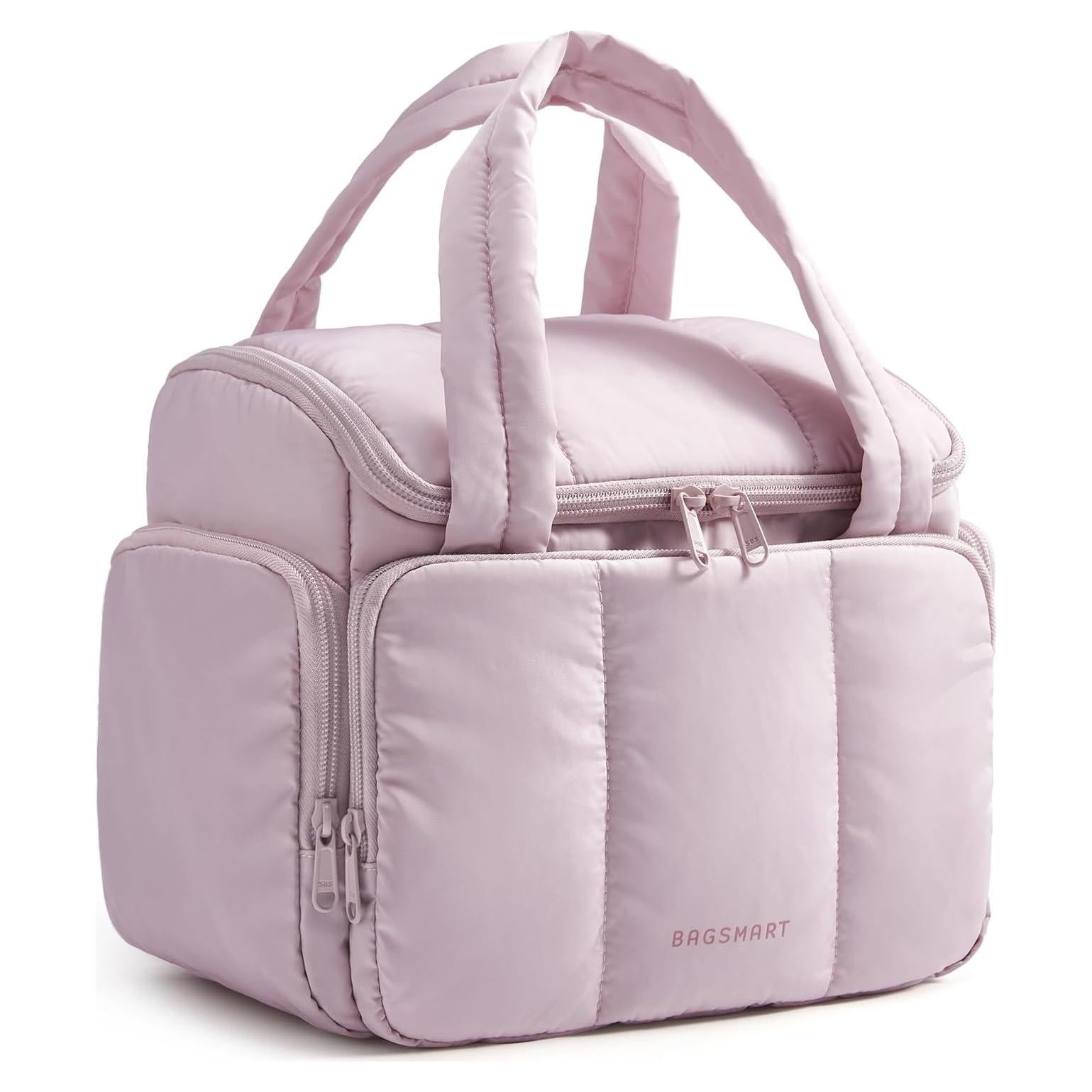 Neceser Grande BAGSMART Rosa para Maquillaje y Viaje 29x23x17cm