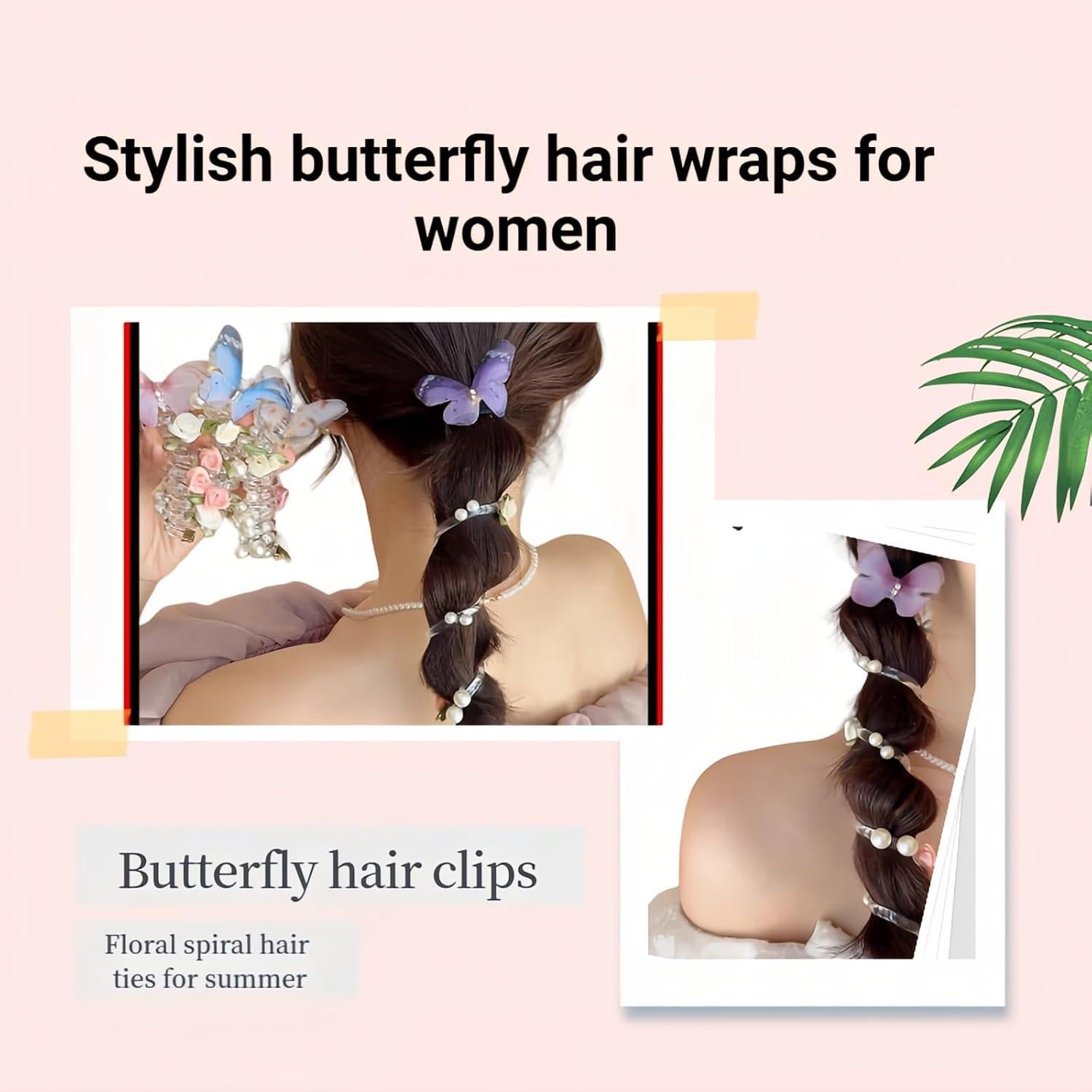 Adjustable Spiral Hair Ties with Pearl Embellishments - Anti-Slip Phone Wire Hairbands for Thick Hair, Workouts, Parties, Gifts for Her (3-Pack)