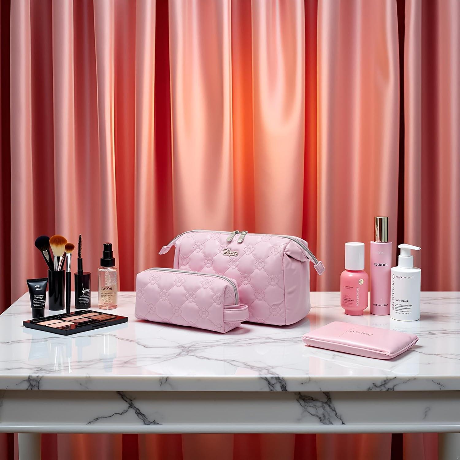 Set de 2 Bolsas de Maquillaje de Viaje BOYATU Rosa