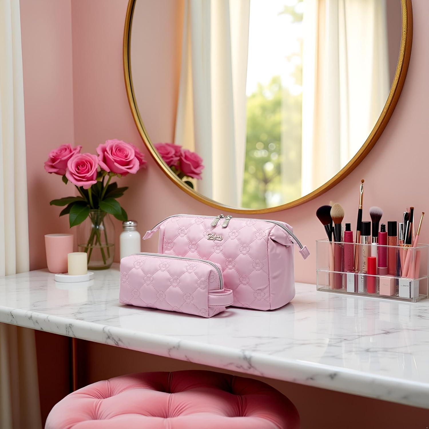 Set de 2 Bolsas de Maquillaje de Viaje BOYATU Rosa