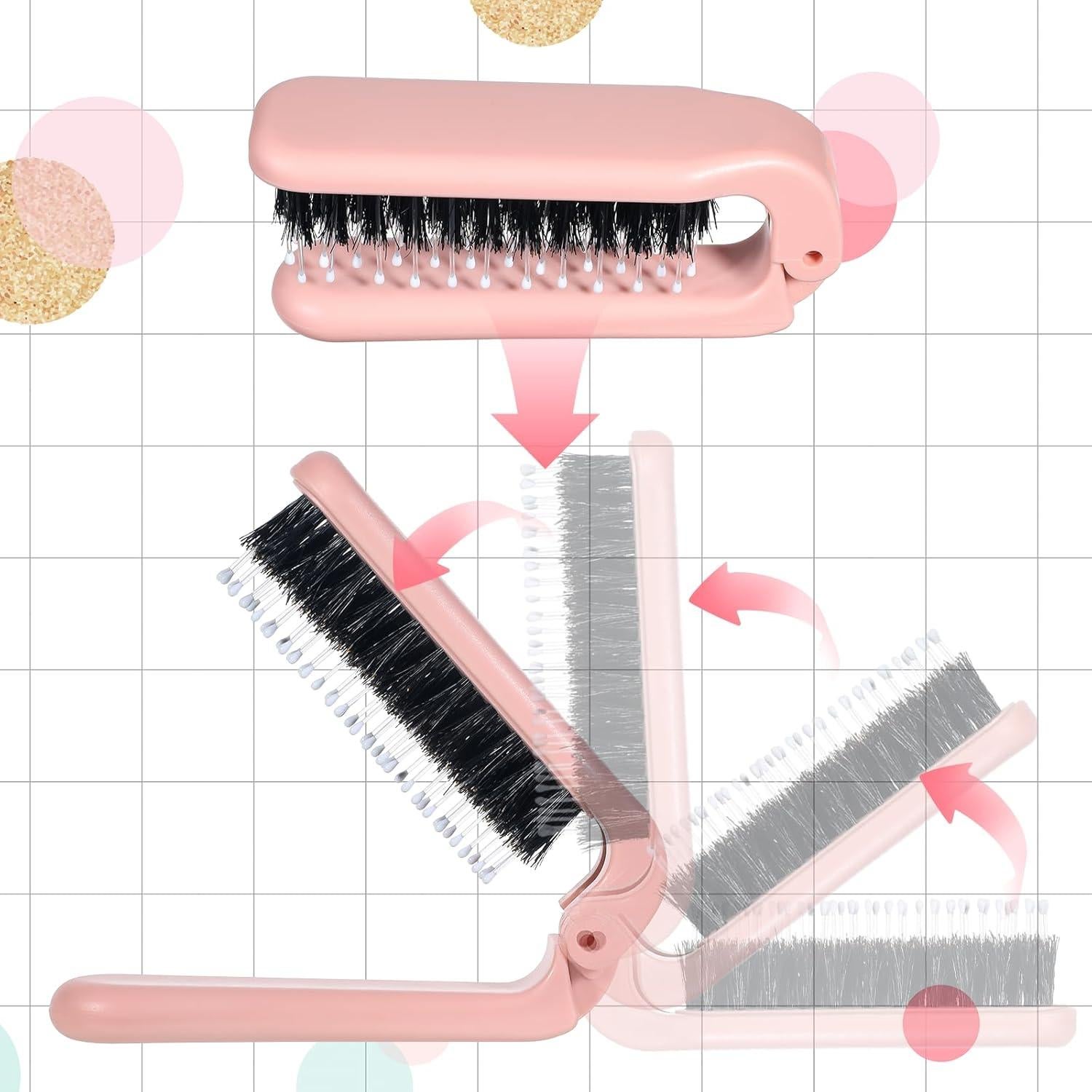 Cepillo de Pelo Plegable Zyghjort Rosa 17.5 cm Cerda de Jabalí