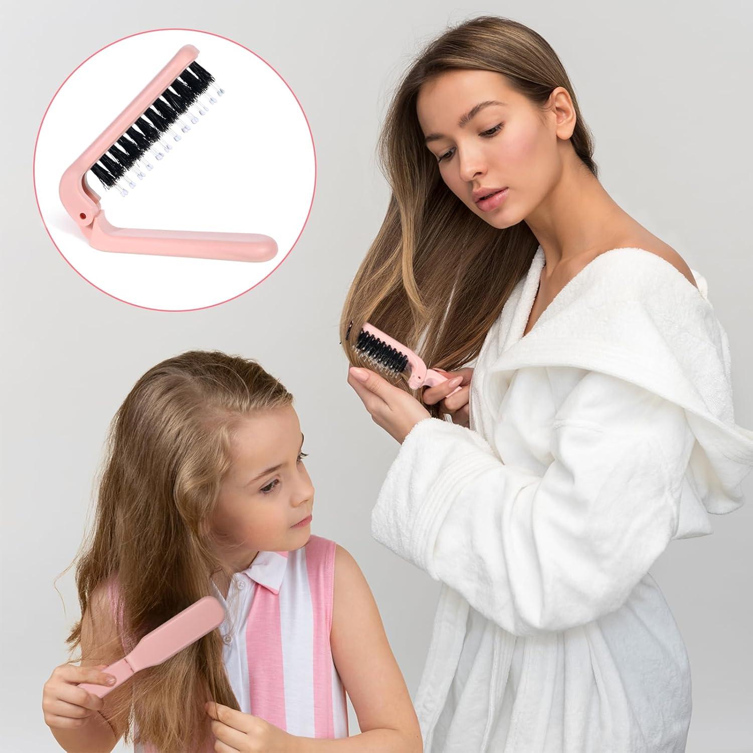 Cepillo de Pelo Plegable Zyghjort Rosa 17.5 cm Cerda de Jabalí