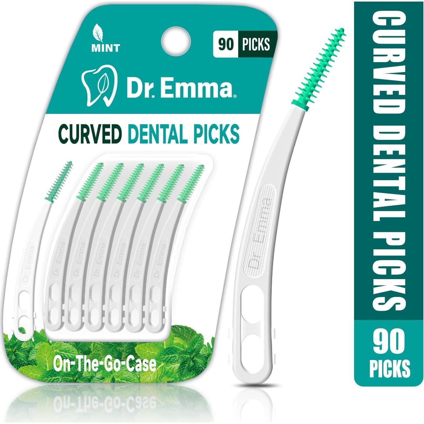 Palillos Dentales Curvados Dr. Emma de Menta 90 Unidades
