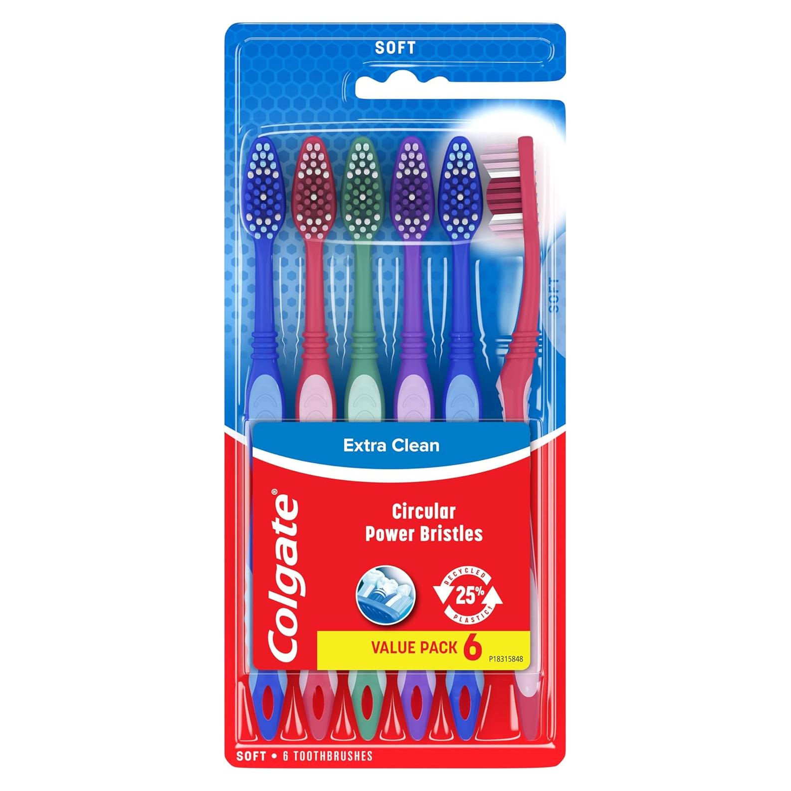 Cepillo de Dientes Colgate Extra Clean Suave 6 Unidades
