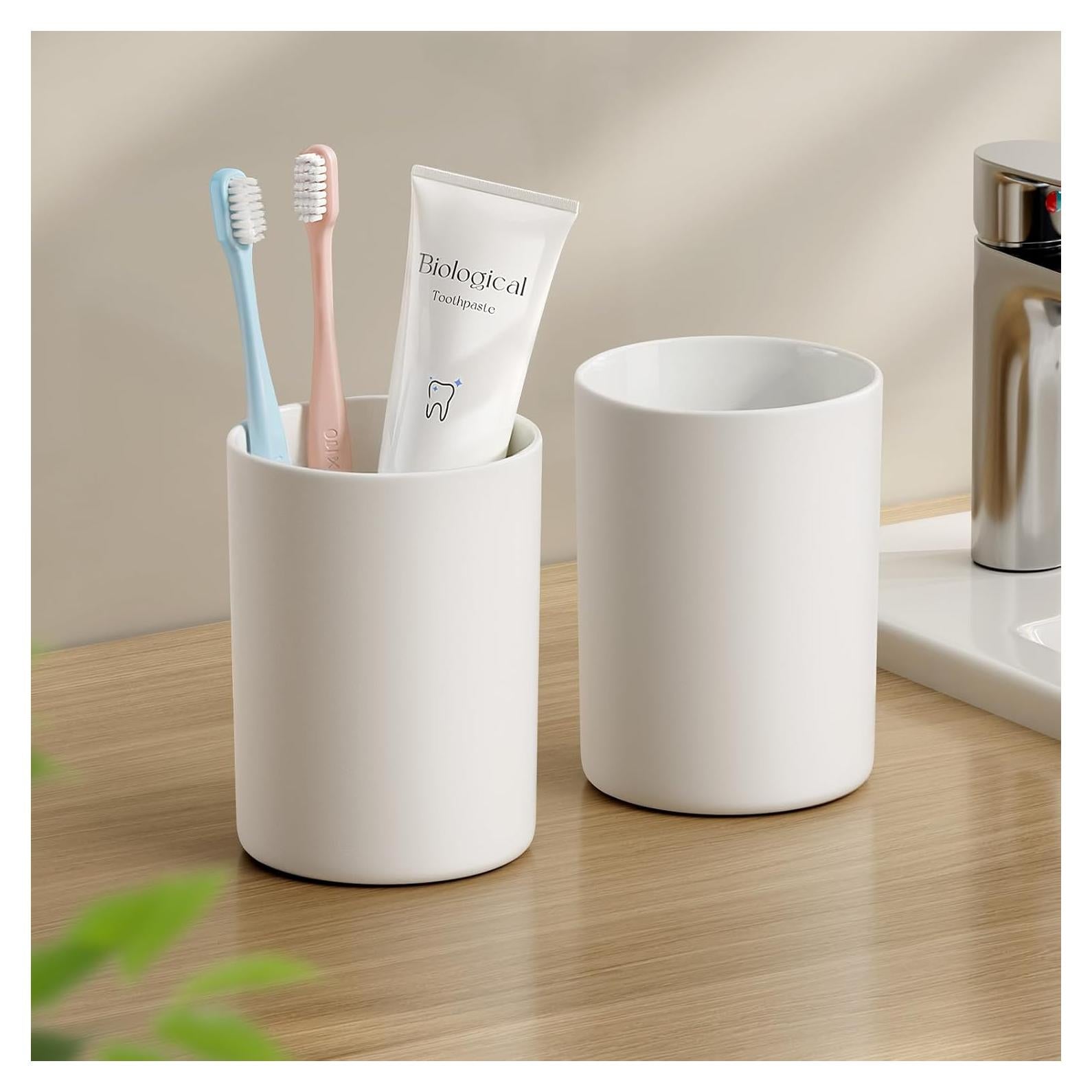 Vaso para Cepillos de Dientes GONGQIN 390ml Blanco 2Pcs