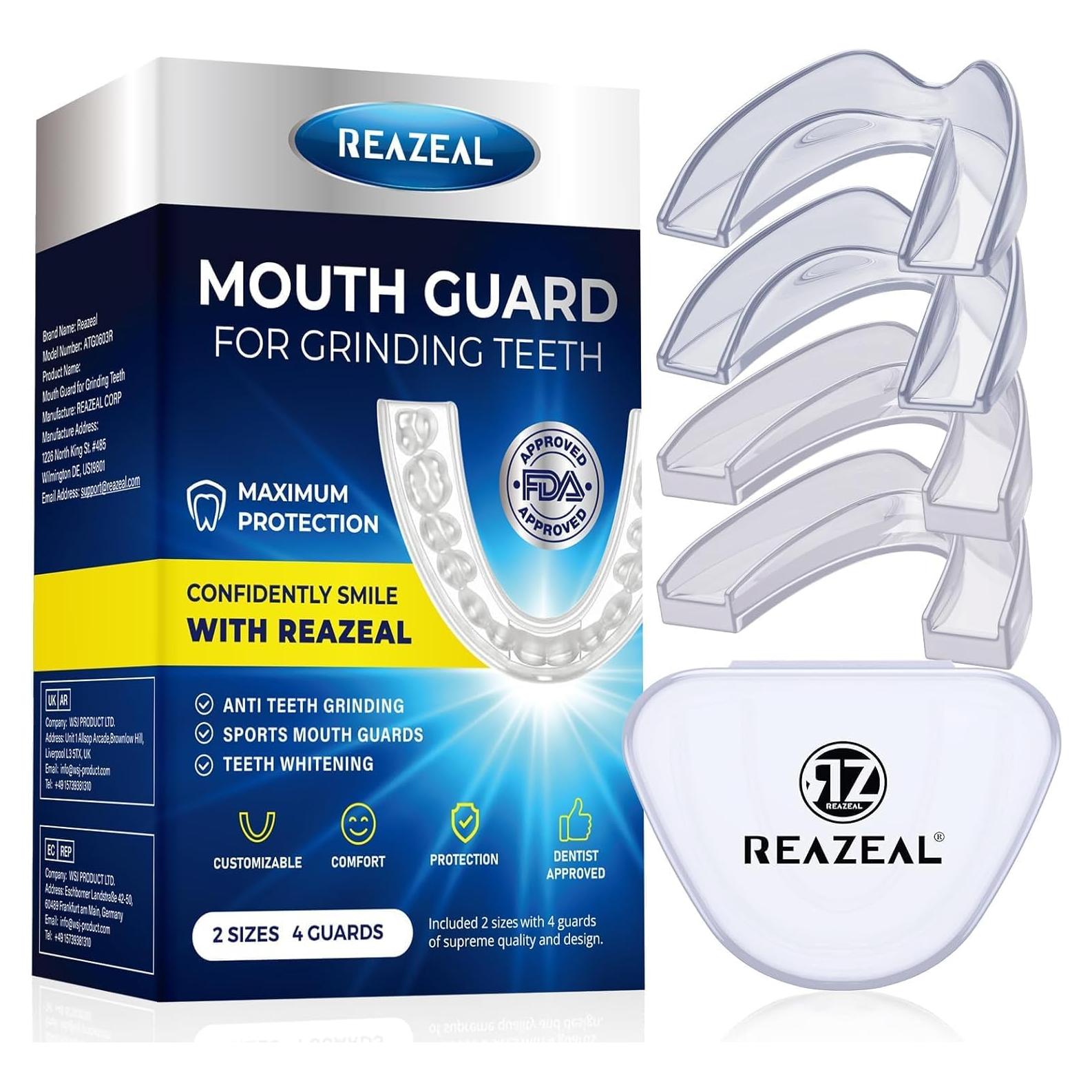 Protector Bucal Nocturno Reazeal para Bruxismo - 4 Paquetes