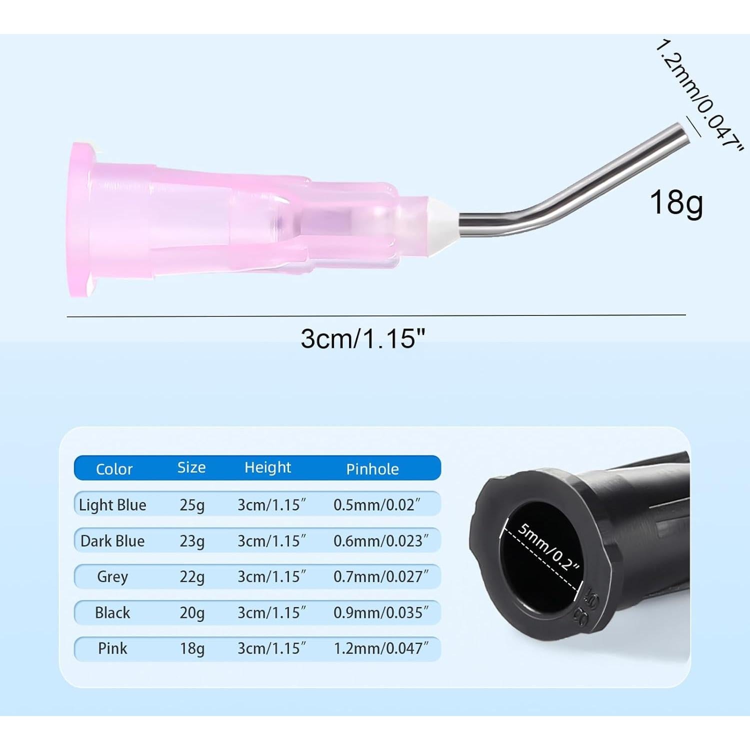 Puntas de Dispensa Curvadas JMU 18G Rosa - 300 Pcs Desechables