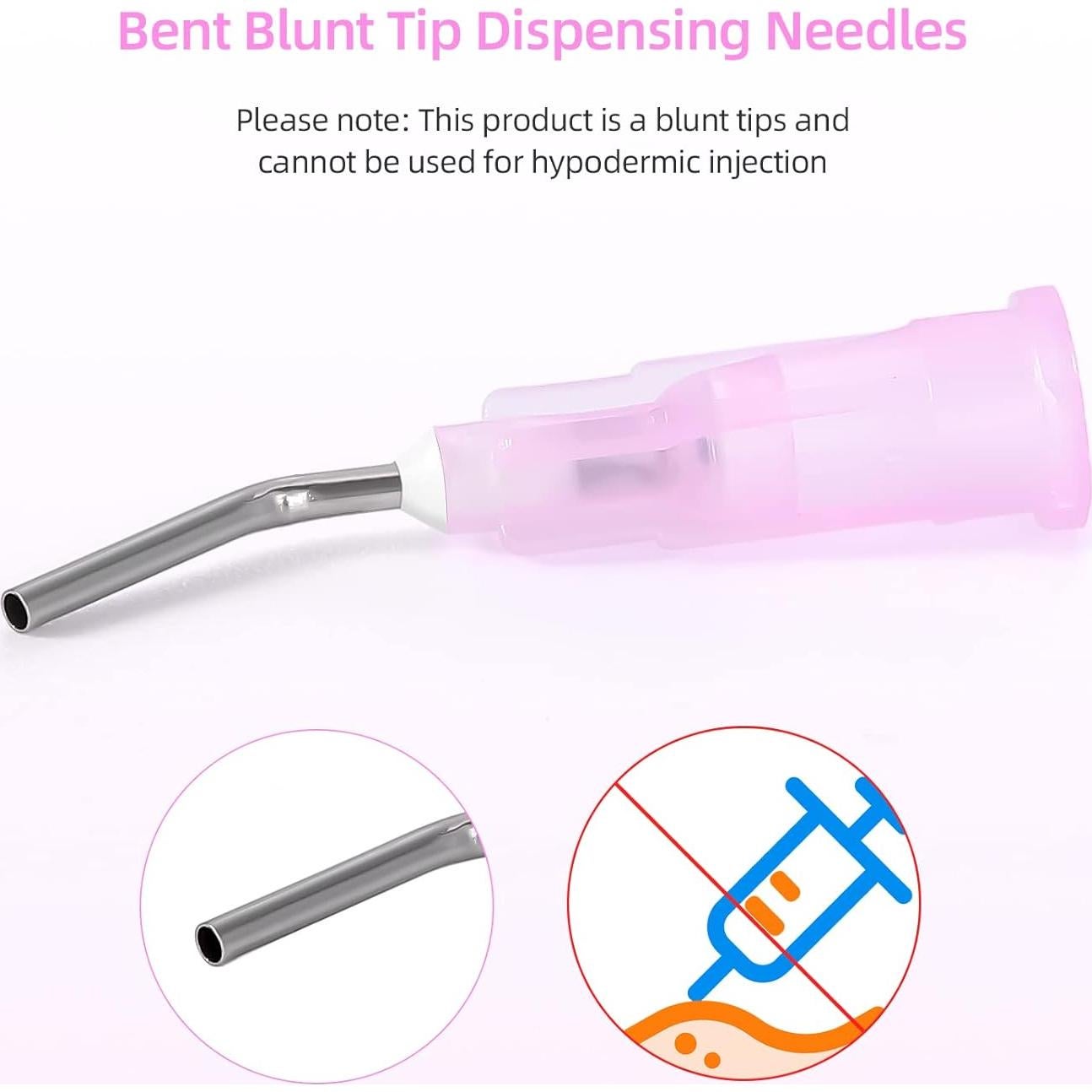 Puntas de Dispensa Curvadas JMU 18G Rosa - 300 Pcs Desechables