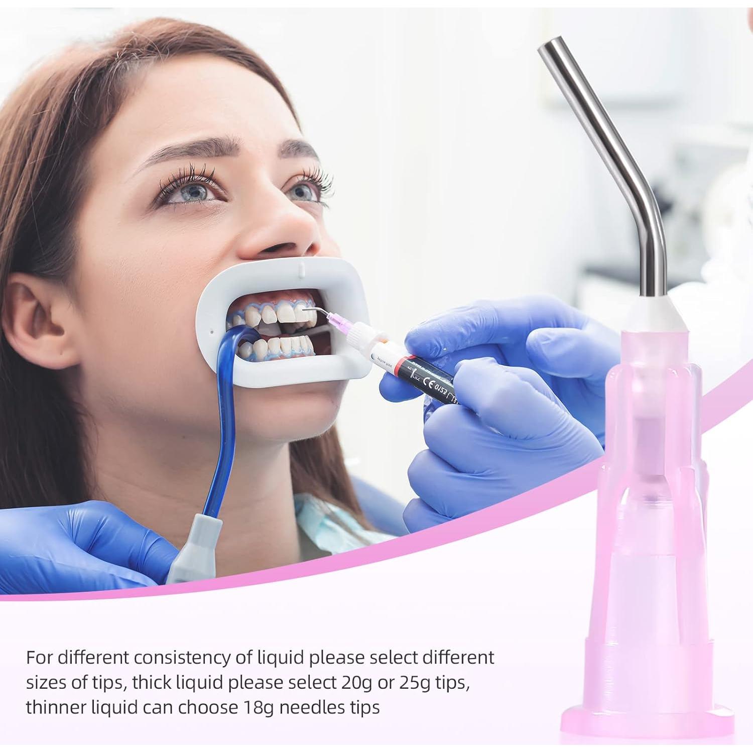 Puntas de Dispensa Curvadas JMU 18G Rosa - 300 Pcs Desechables