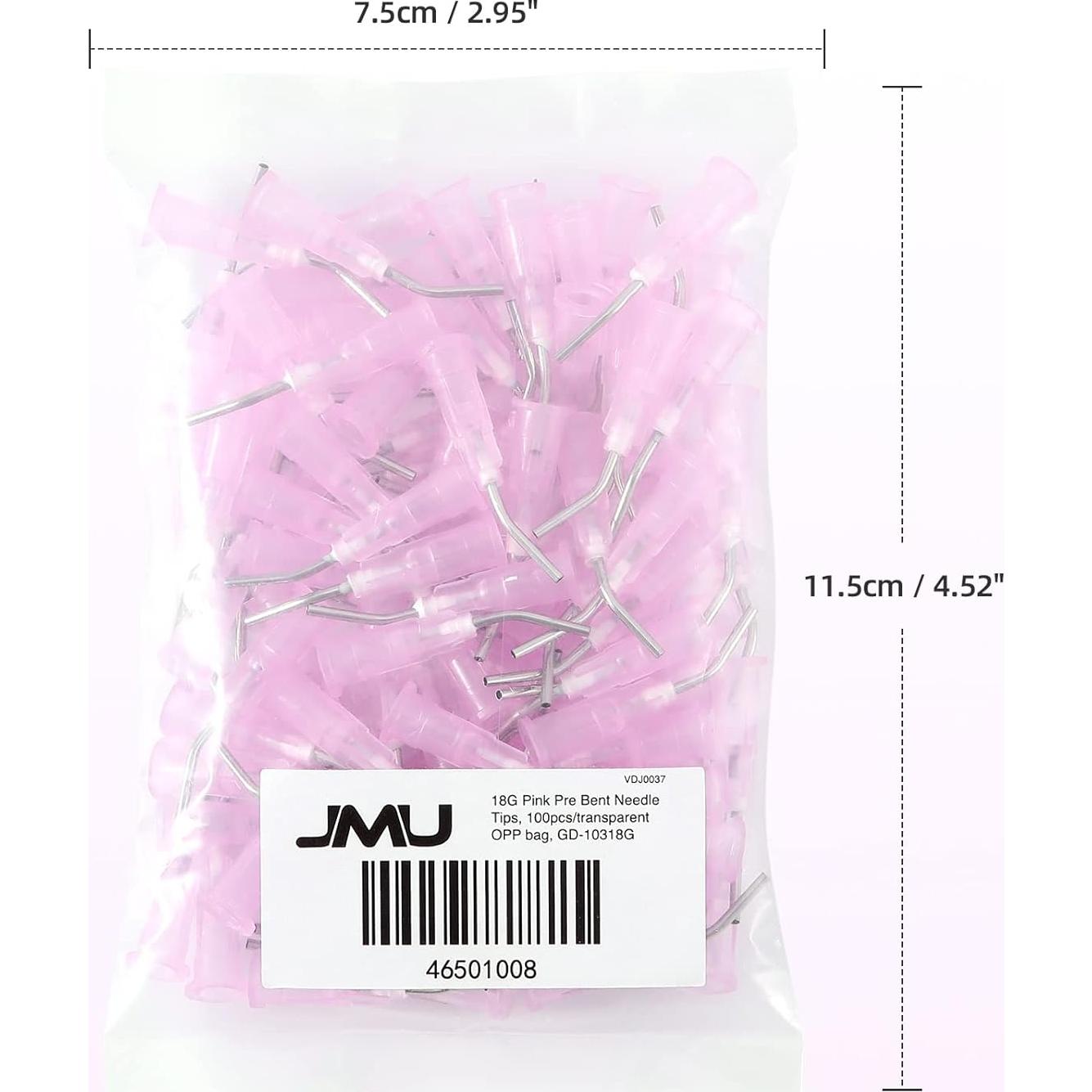Puntas de Dispensa Curvadas JMU 18G Rosa - 300 Pcs Desechables