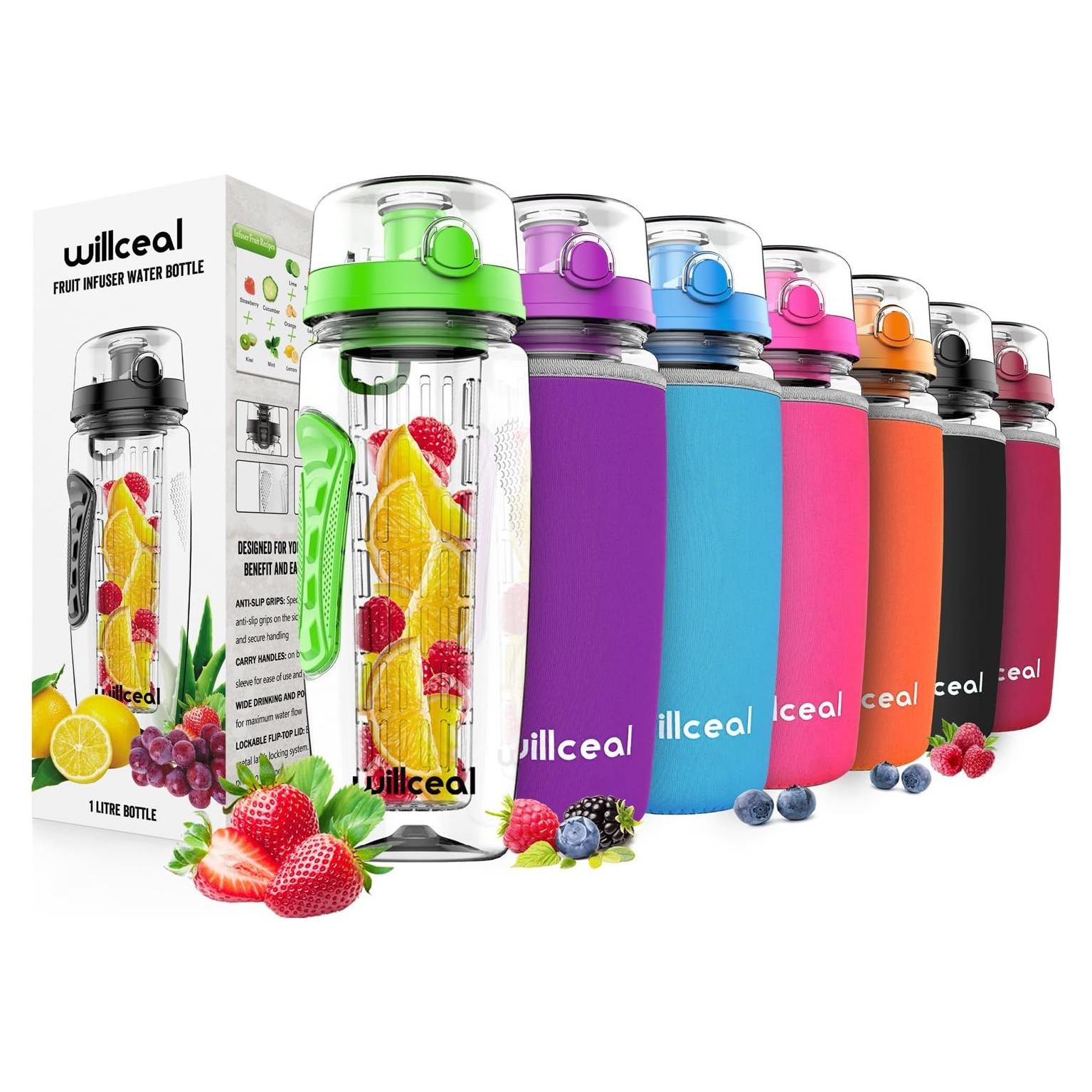 Botella Infusora de Frutas Willceal 0.91L - Tritan Libre de BPA