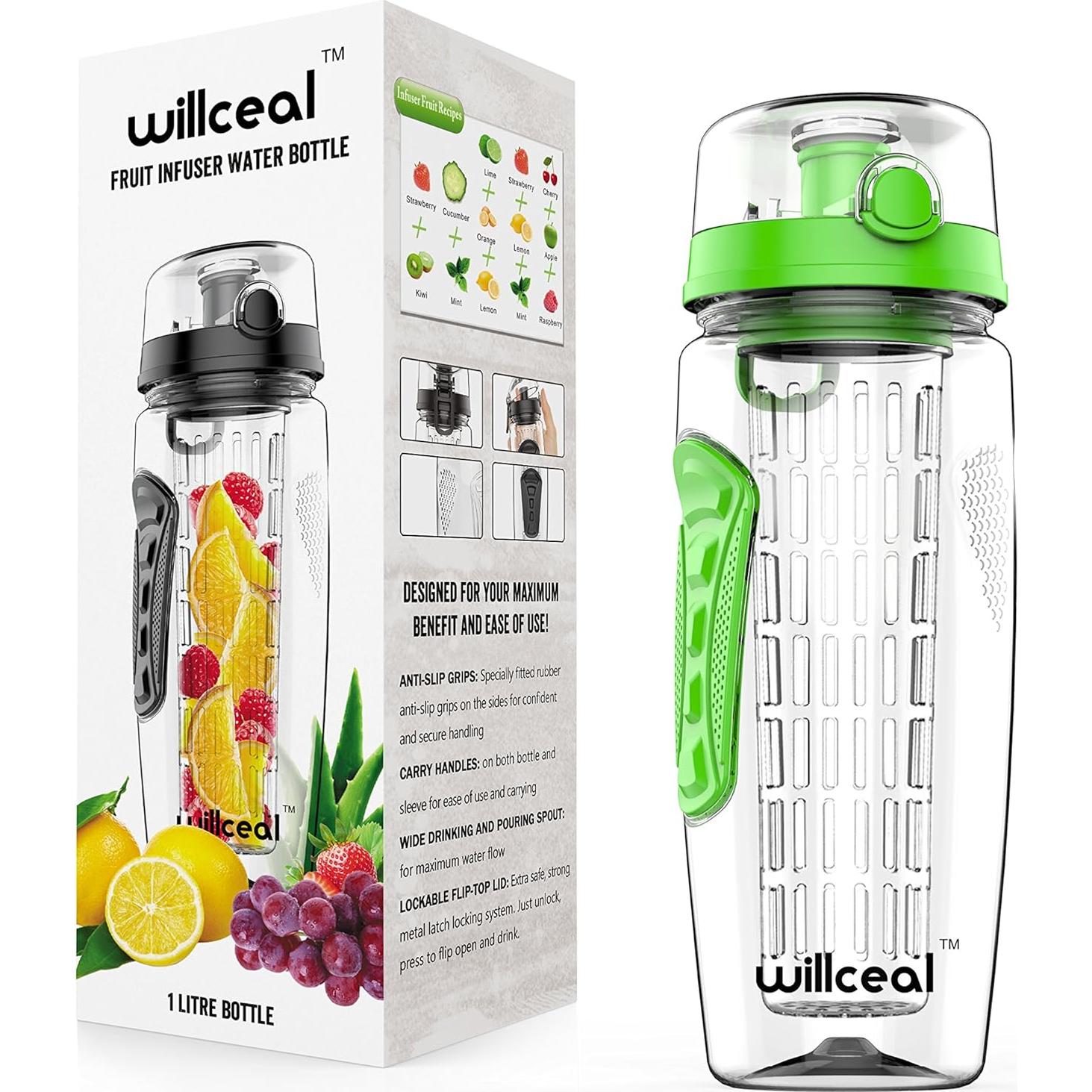 Botella Infusora de Frutas Willceal 0.91L - Tritan Libre de BPA