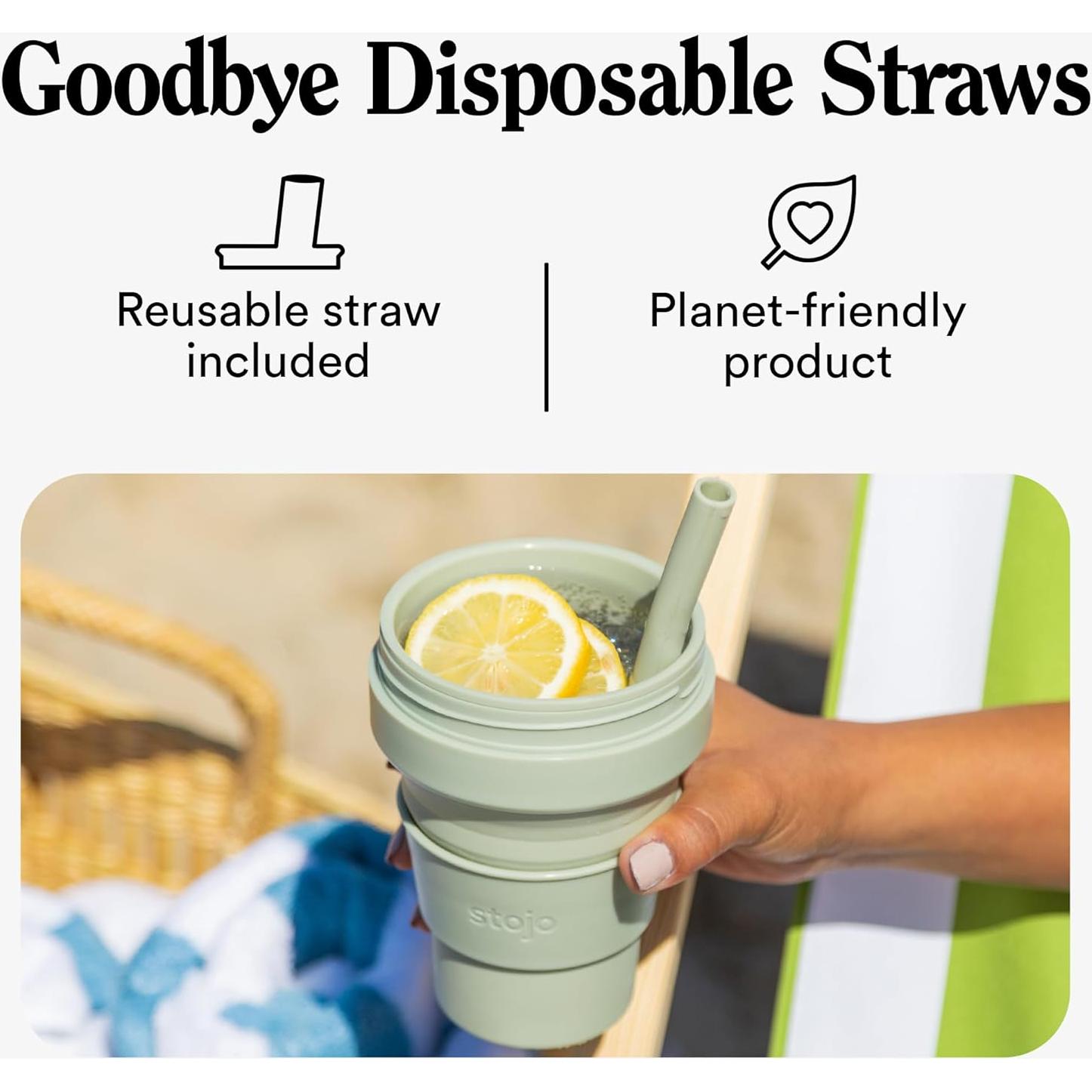 Taza de Viaje Plegable Stojo Azul Denim 470ml Reutilizable