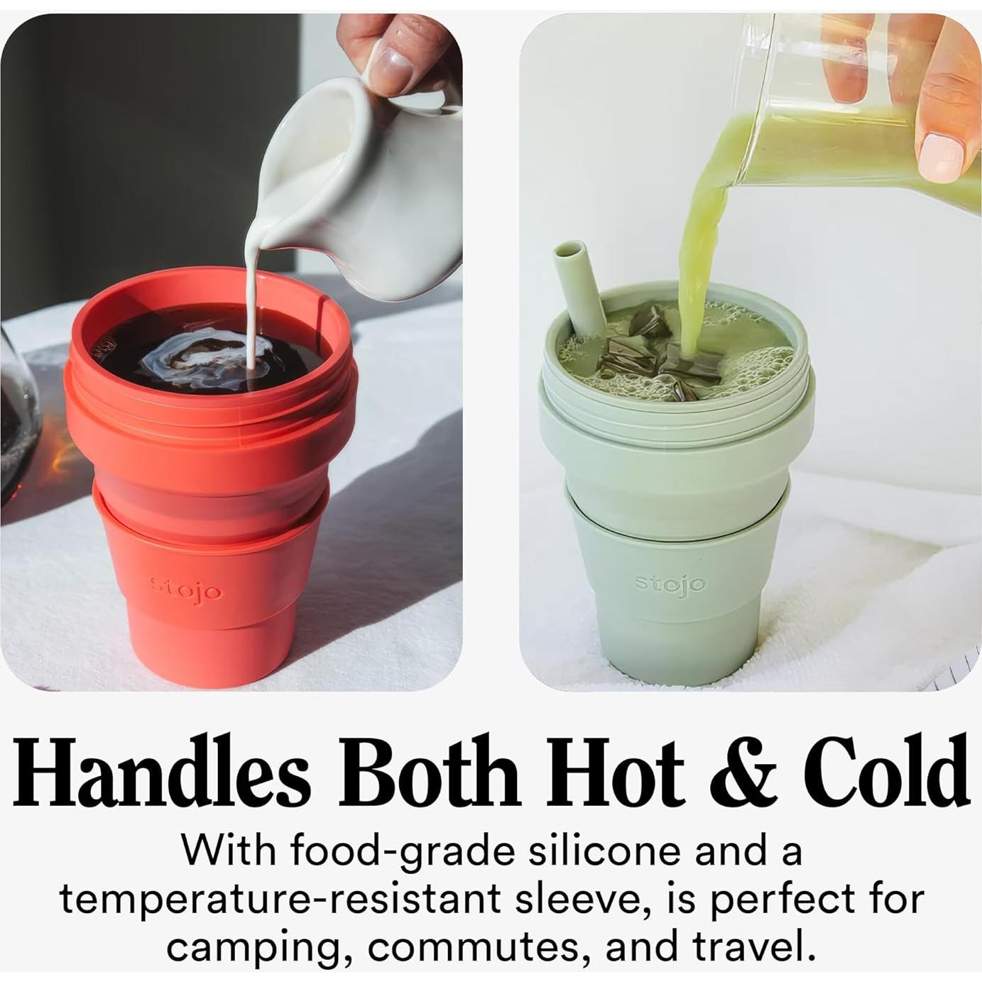 Taza de Viaje Plegable Stojo Azul Denim 470ml Reutilizable