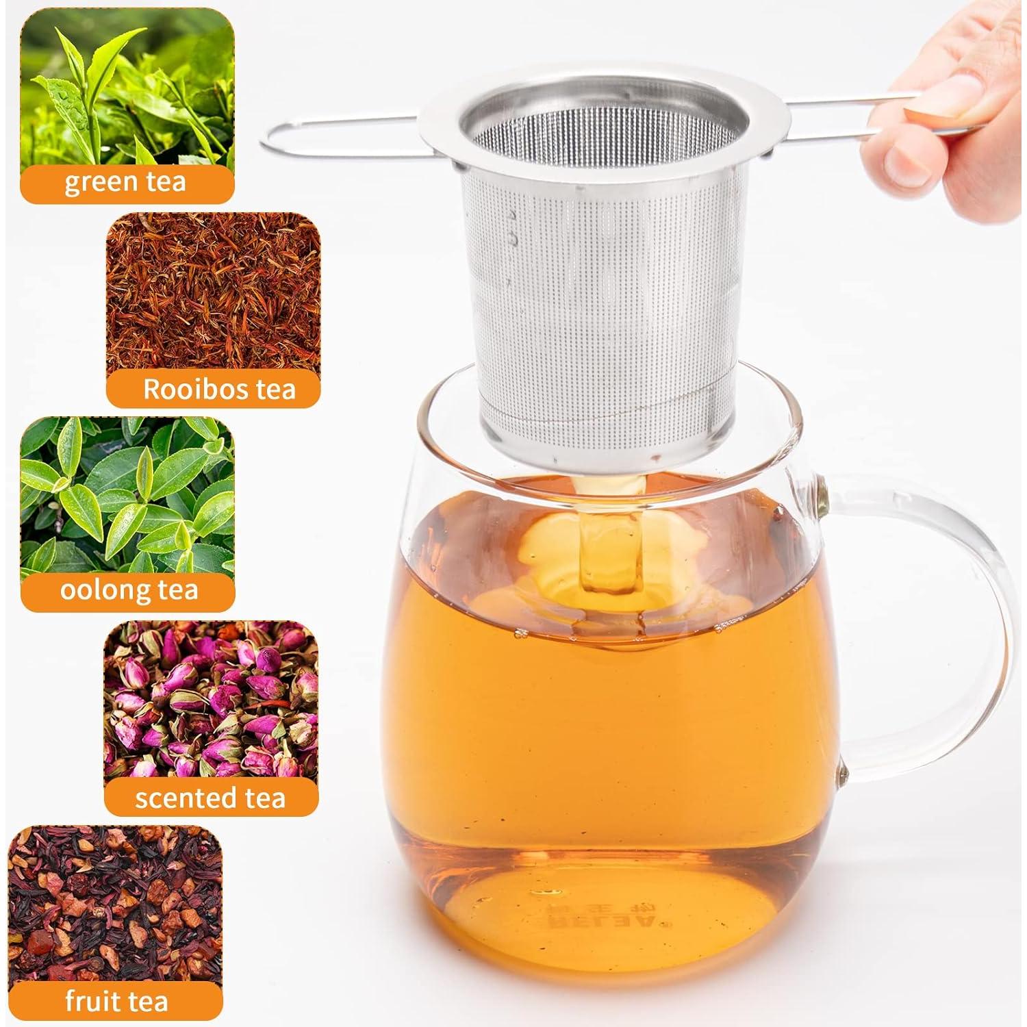 2 Coladores de Té Evmliy de Acero Inoxidable con Mango Largo